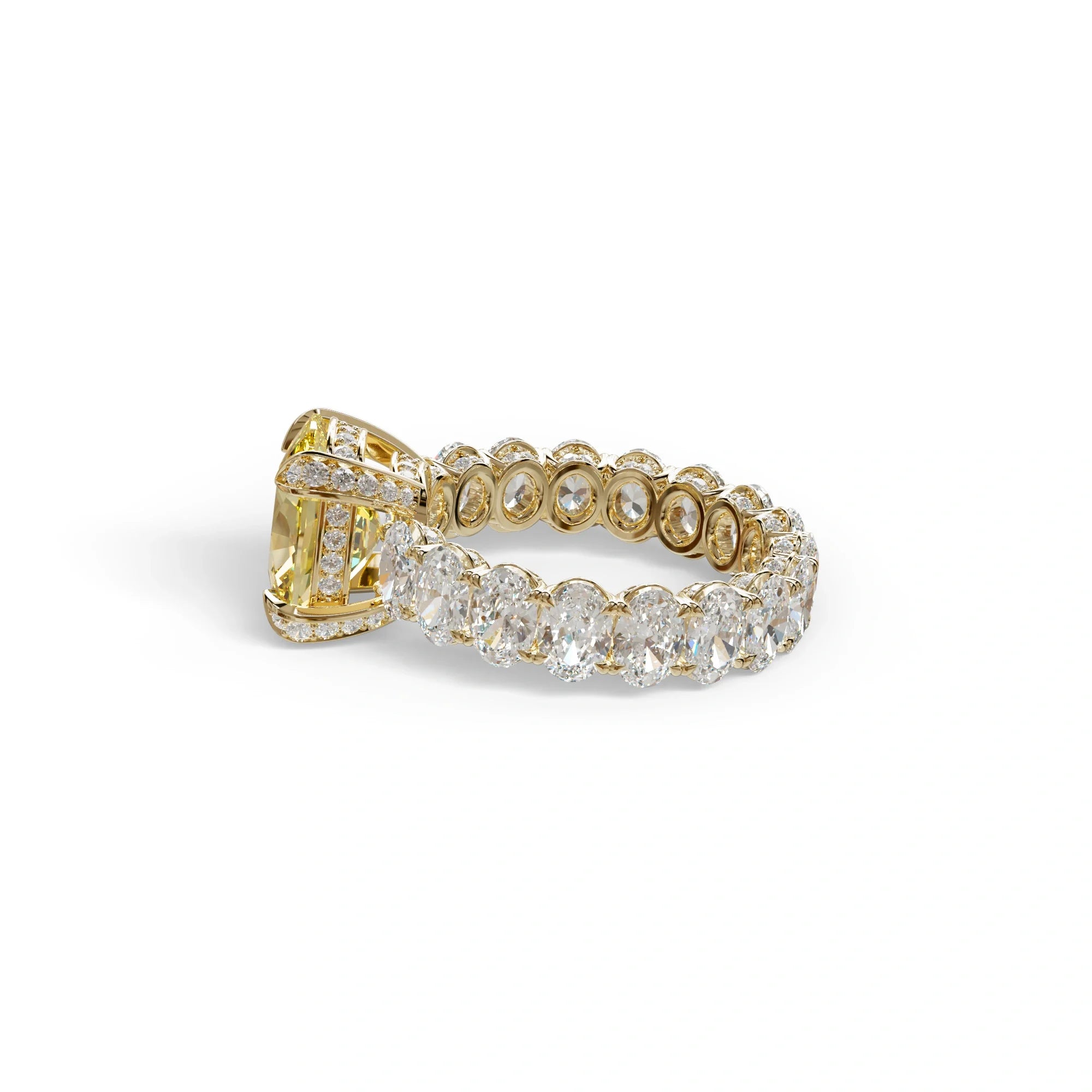 4 Carat Yellow Oval Cut Full Eternity Lab Grown Diamond Ring - Enigma