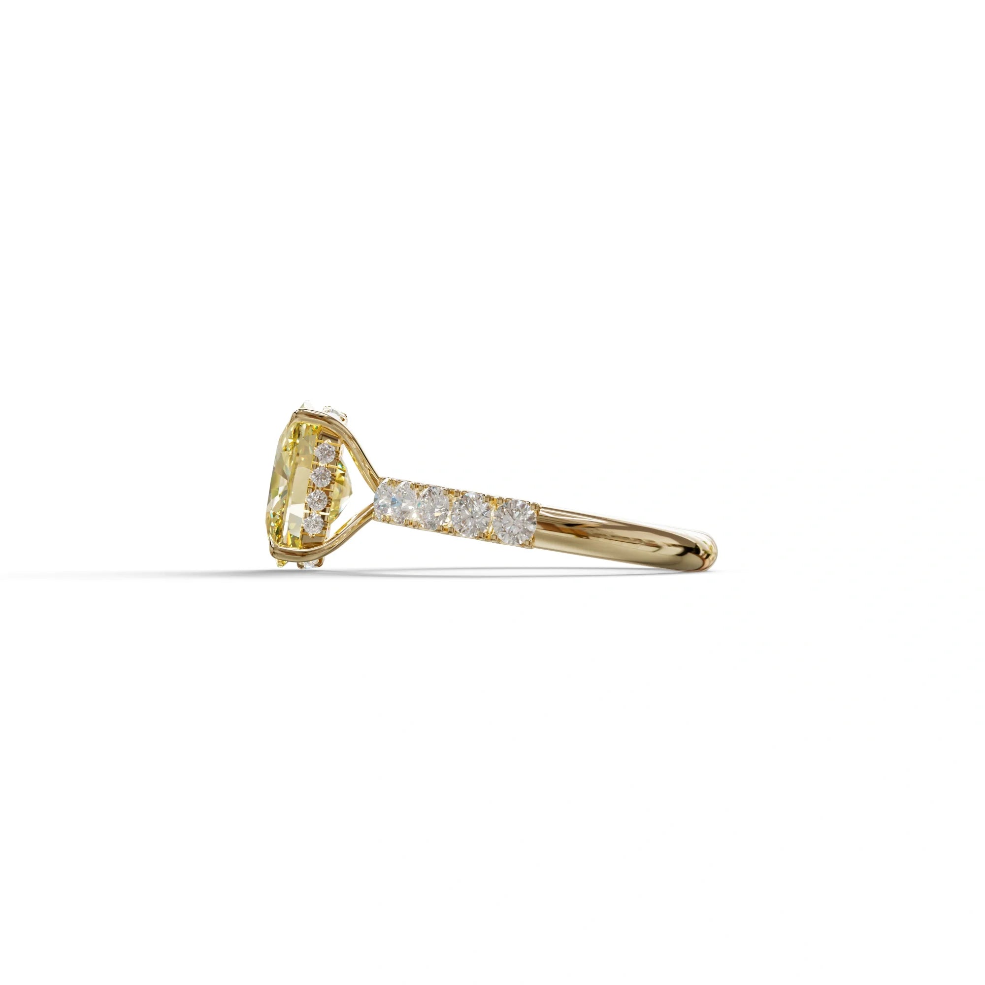 4 Carat Yellow Cushion Cut Hidden Halo Eternity Lab Diamond Engagement Ring - Sandrine