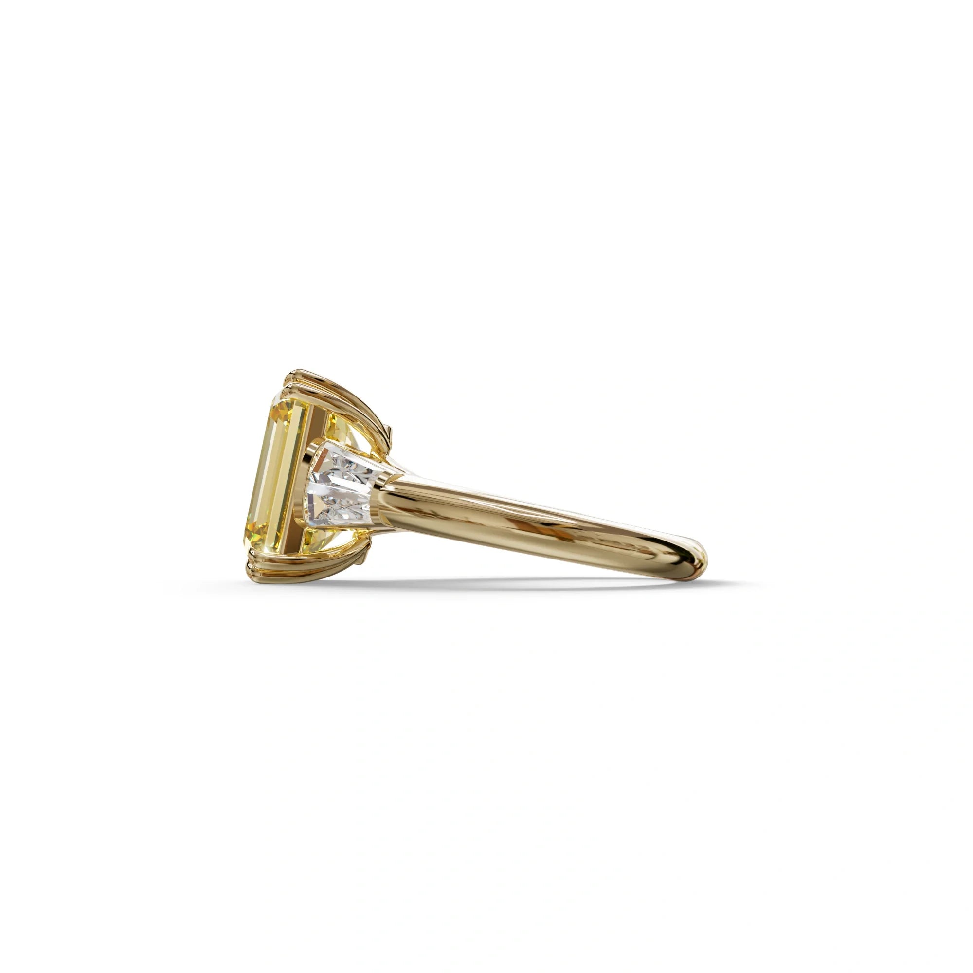 3 Carat Yellow Emerald & Baguette Cut Multi Stone Lab Diamond Ring - Lami