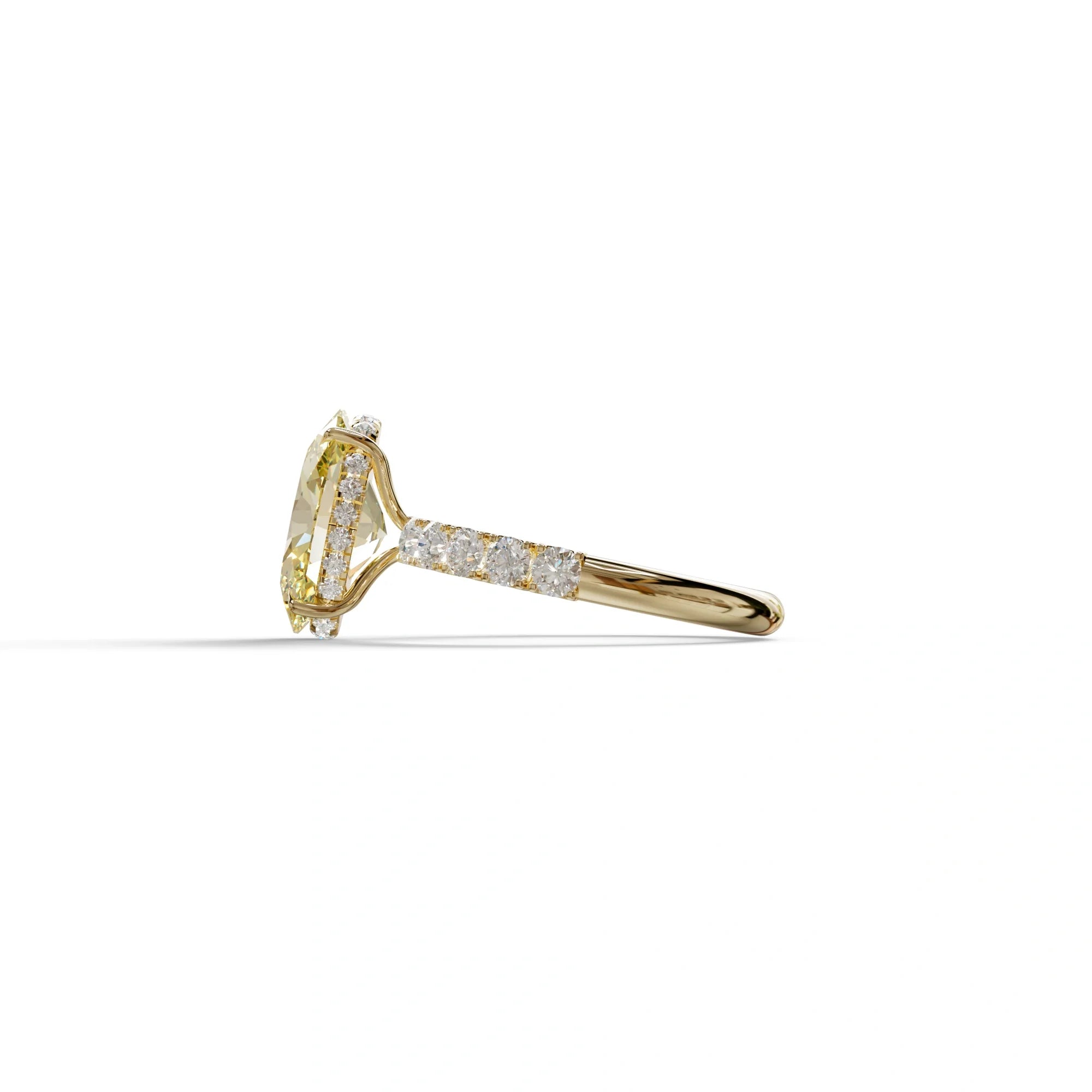 4 Carat Yellow Oval Cut Hidden Halo Lab Diamond Engagement Ring - Christie’s