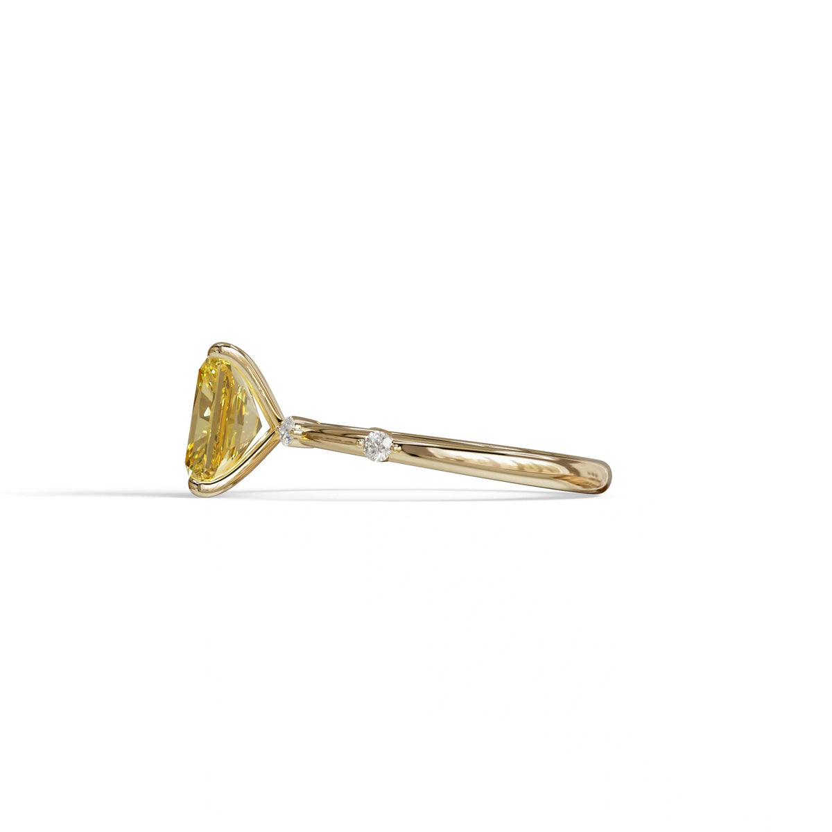2 Ct Fancy Vivid Yellow Radiant Cut Lab Grown Diamond Engagement Ring | Space-Chanel Setting - Elaria
