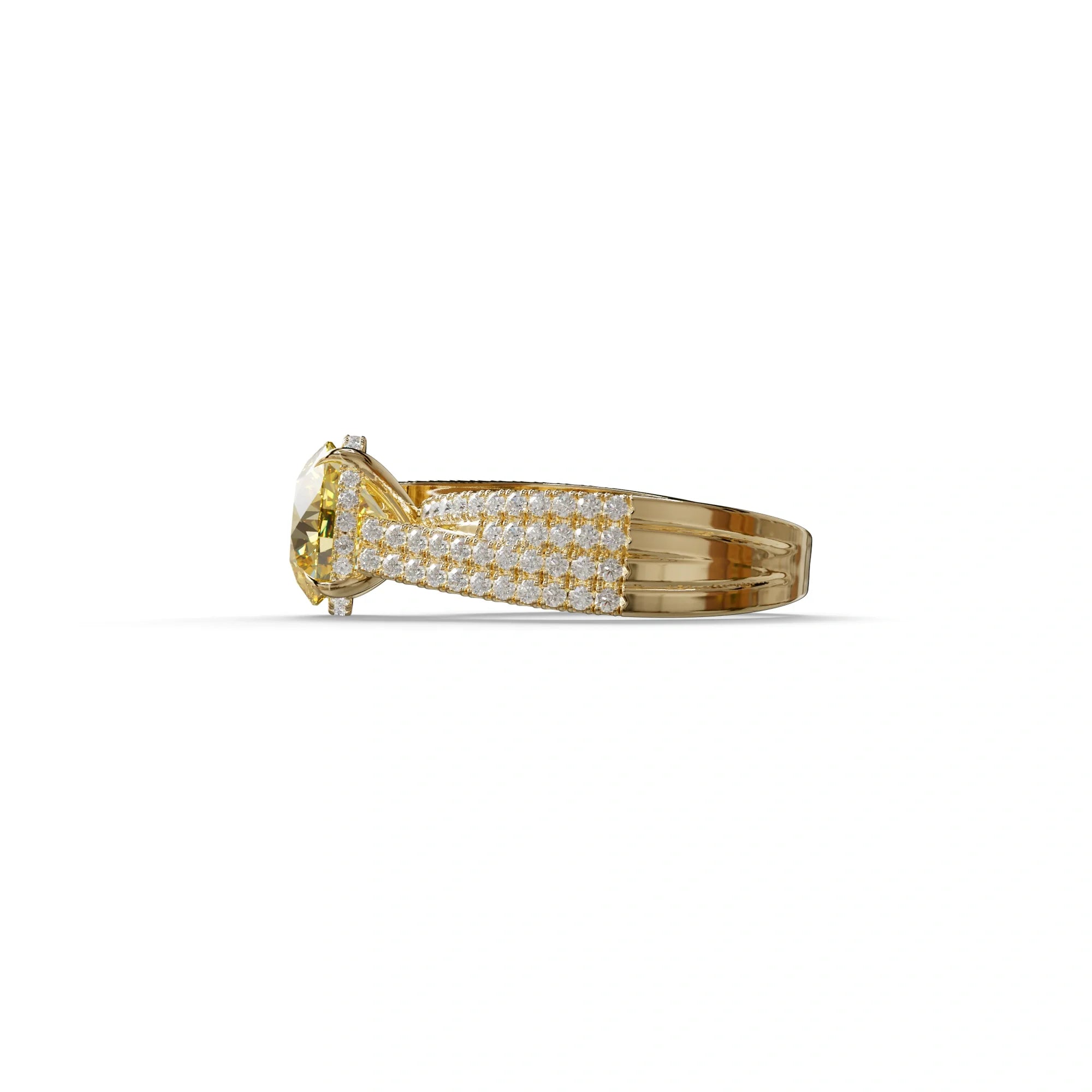 2 Carat Yellow Round Cut Hidden Halo Lab & Pave Lab Diamond Ring - Je t’aime