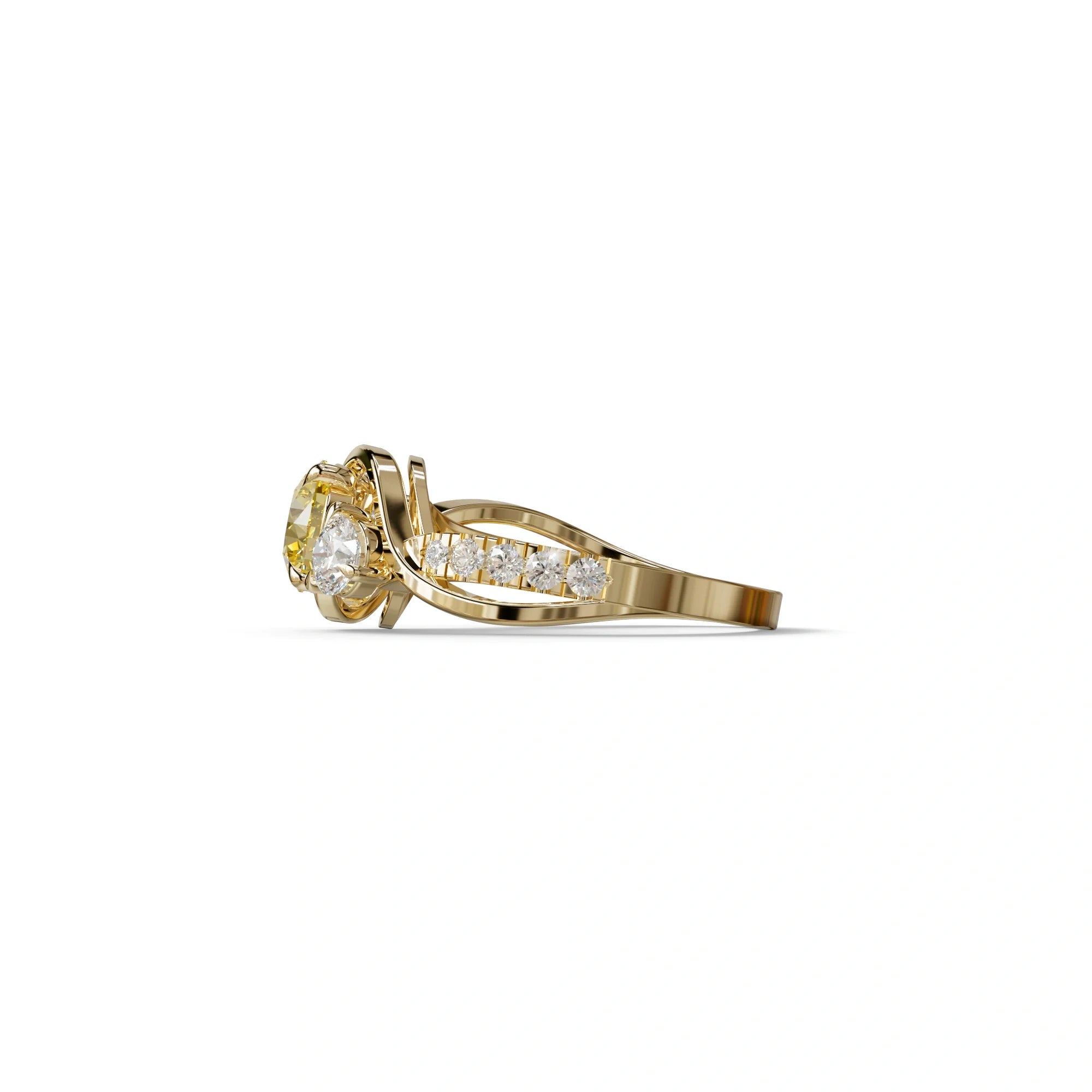 2 Carat Yellow Lab Grown Diamond Round Engagement Ring - Giverny
