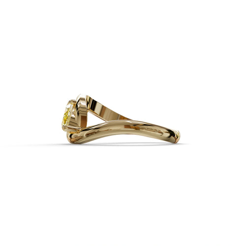 1 Carat Yellow Color Marquise Cut Lab Diamond Engagement Ring - Virgo
