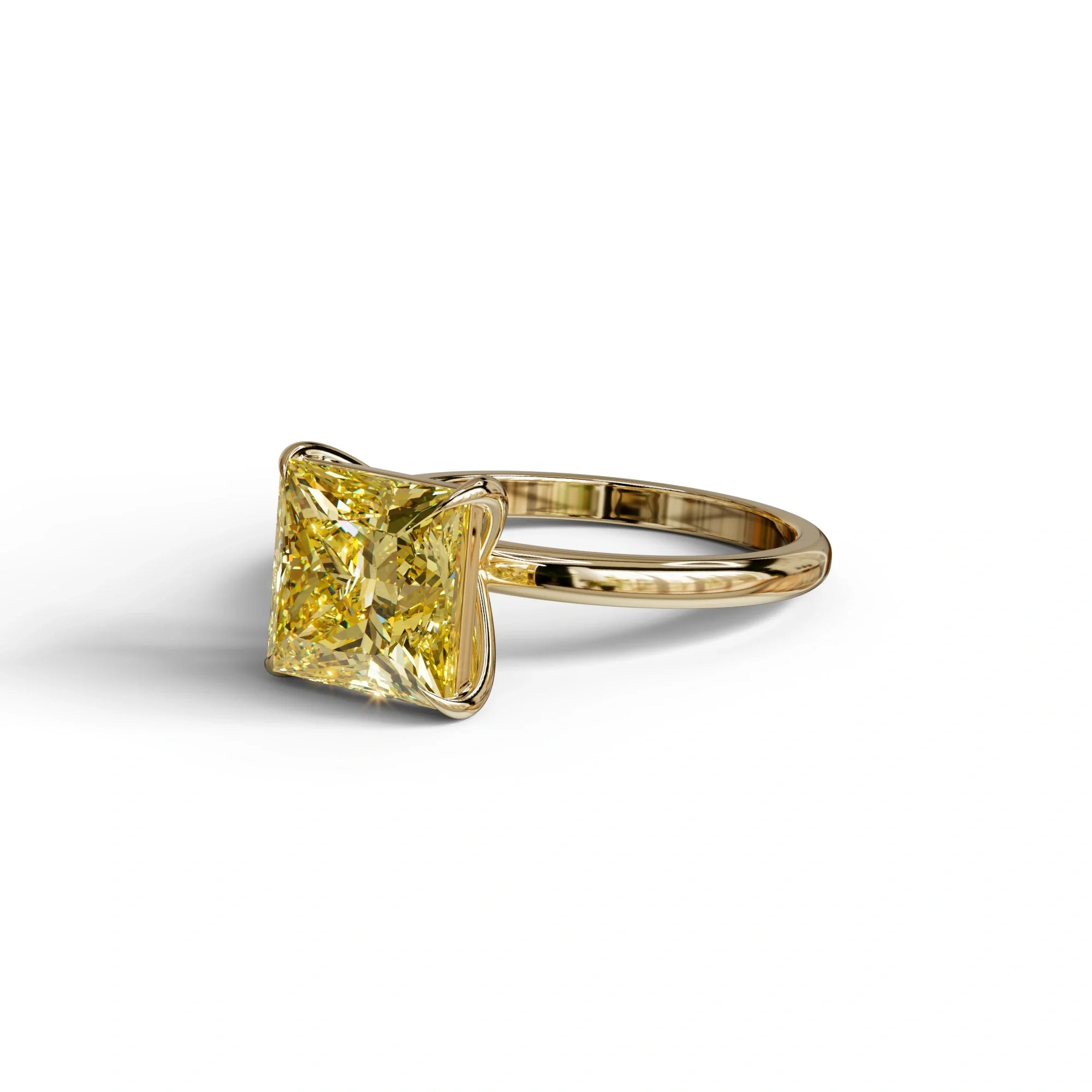 Yellow Princess Cut Solitaire Lab Grown Diamond Engagement Ring - Speyeria