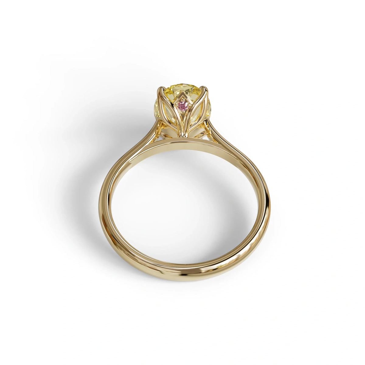 3 Carat Yellow Lab Grown Diamond Oval Cut Engagement Ring | Secret Pink Diamond- Eclipse