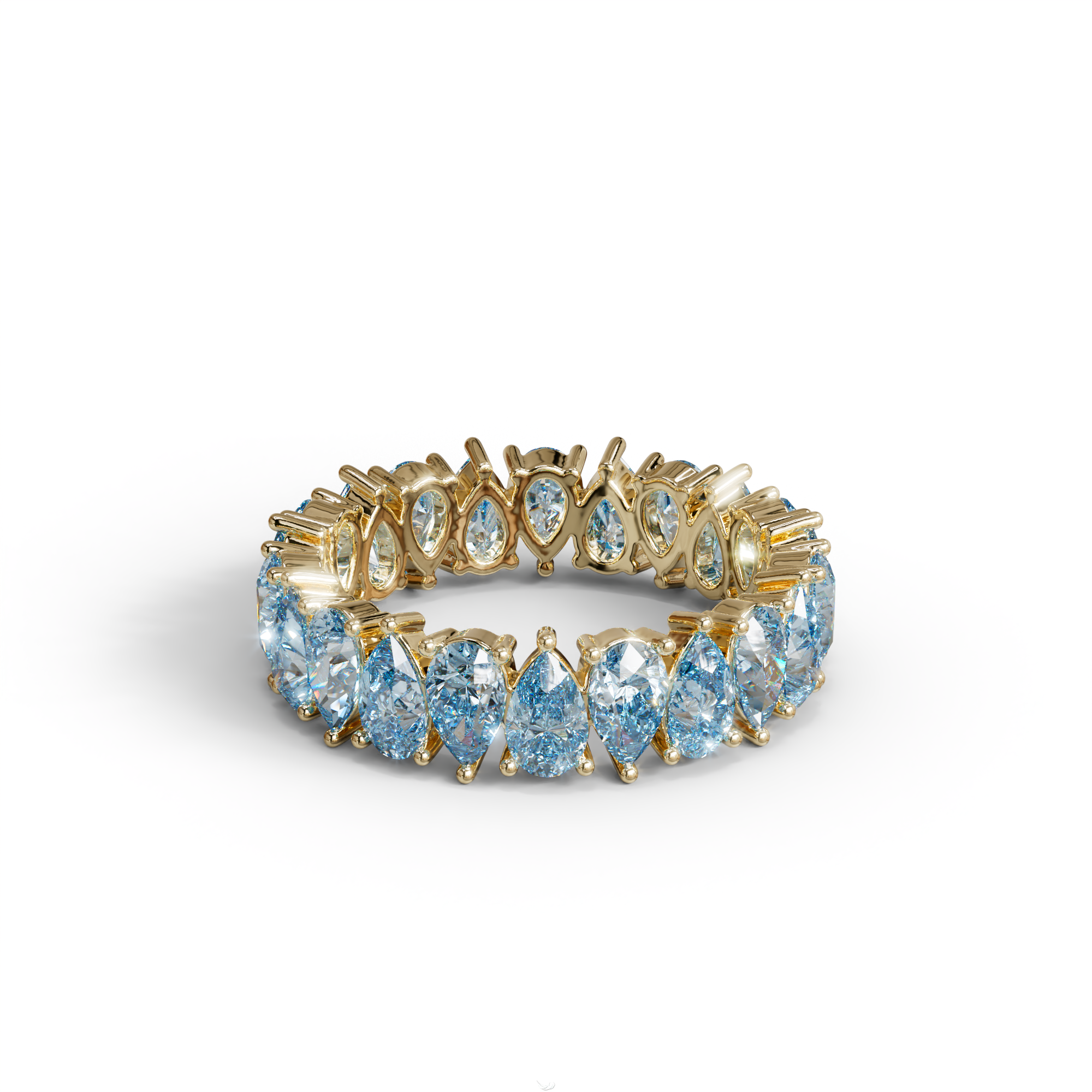 Blue Pear Diamond Full Eternity Band - Stackable Ring