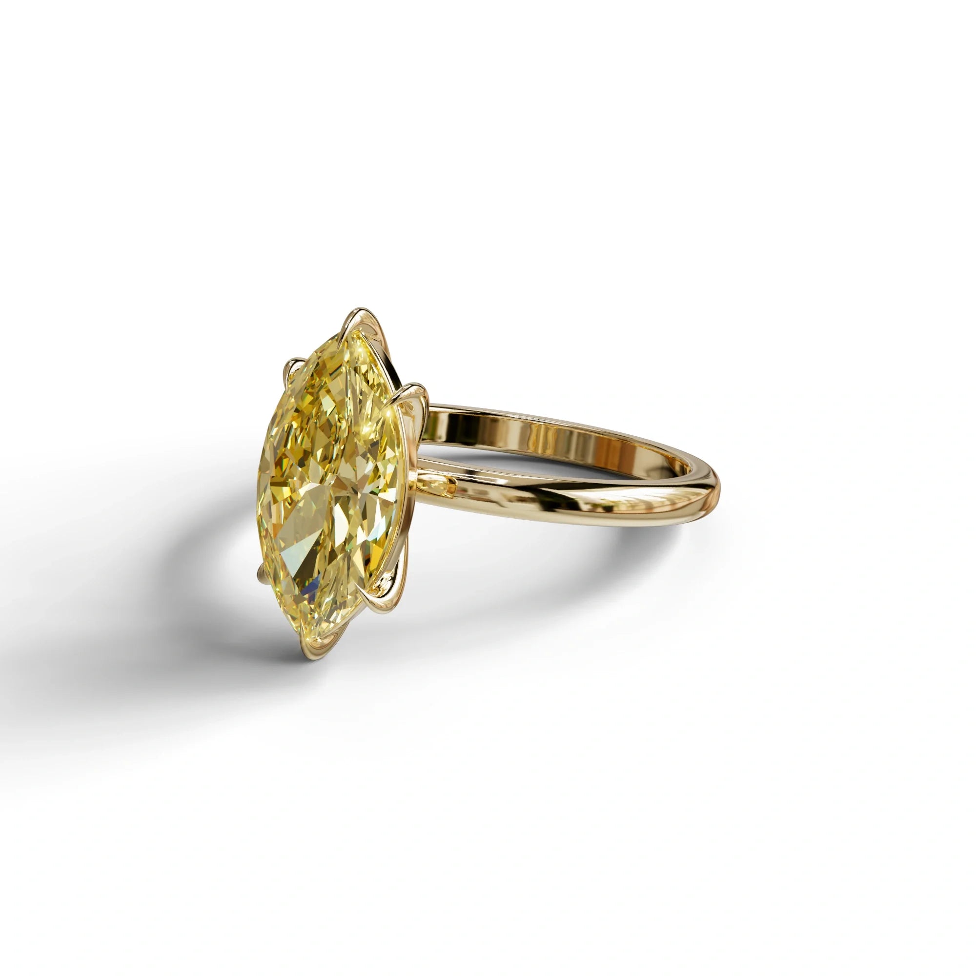 Fancy Yellow Marquise Cut Solitaire Lab Grown Diamond Engagement Ring - Celestina