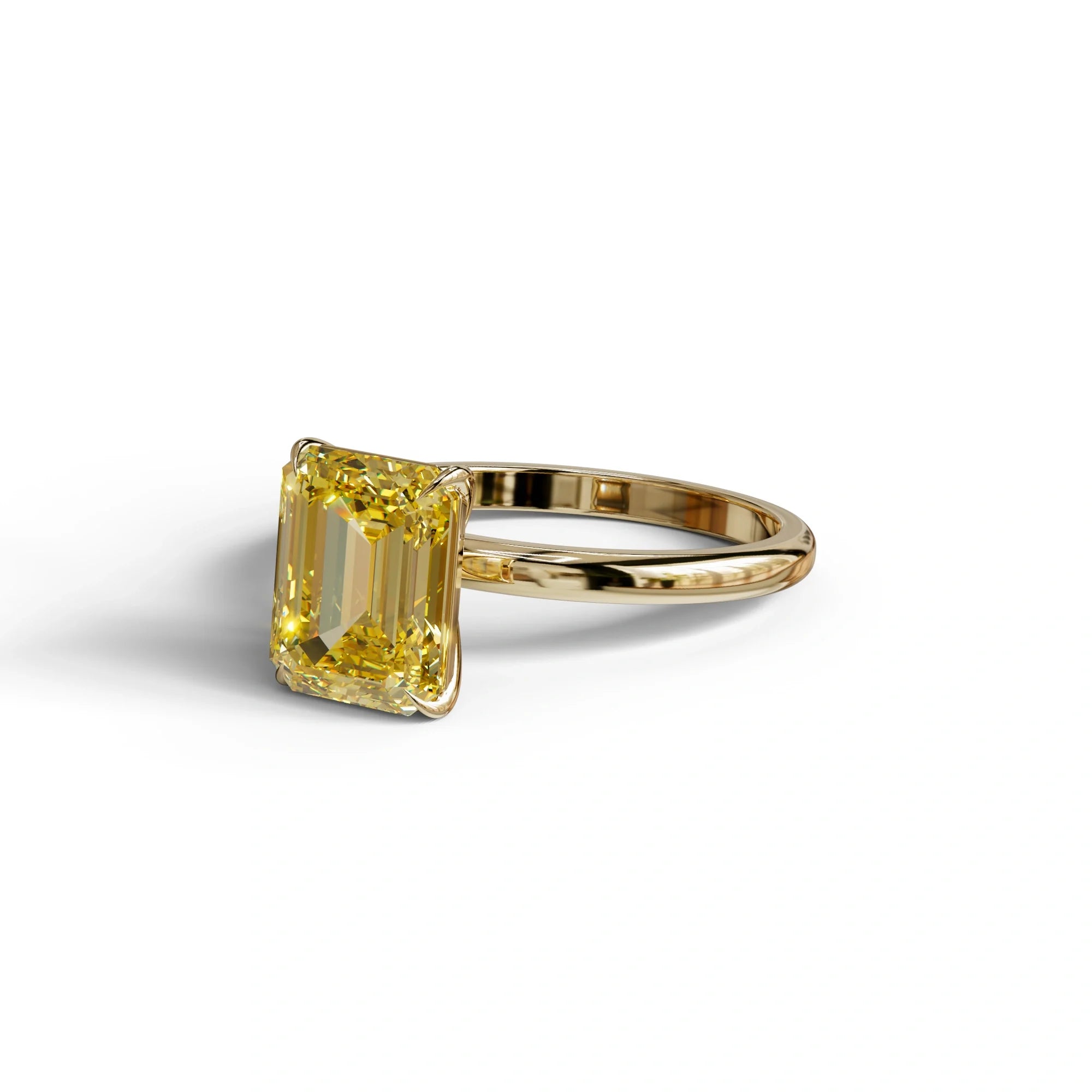 Yellow Emerald Cut Solitaire Lab Grown Diamond Engagement Ring - Vanessa