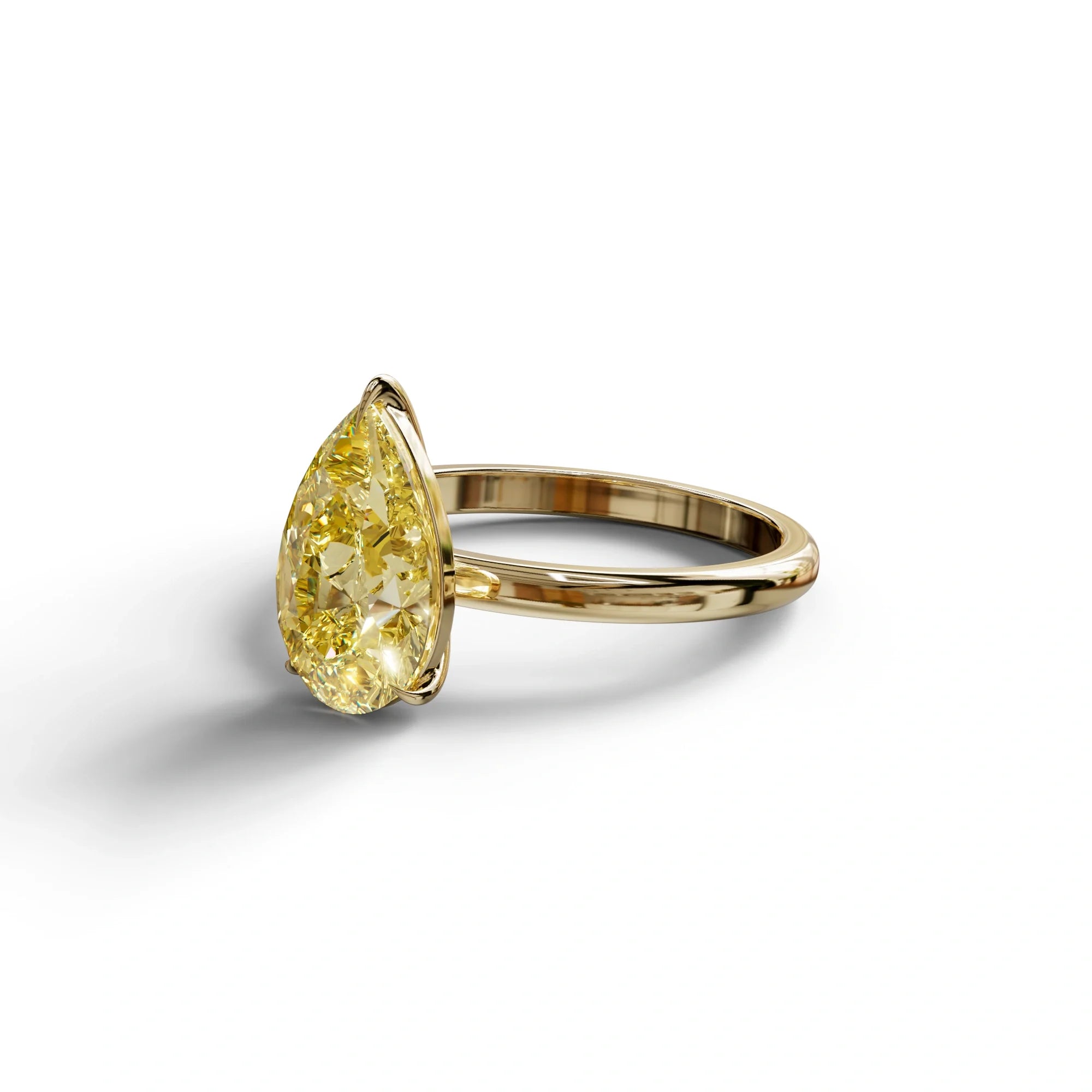 Yellow Pear Cut Solitaire Lab Grown Diamond Engagement Ring - Maniola