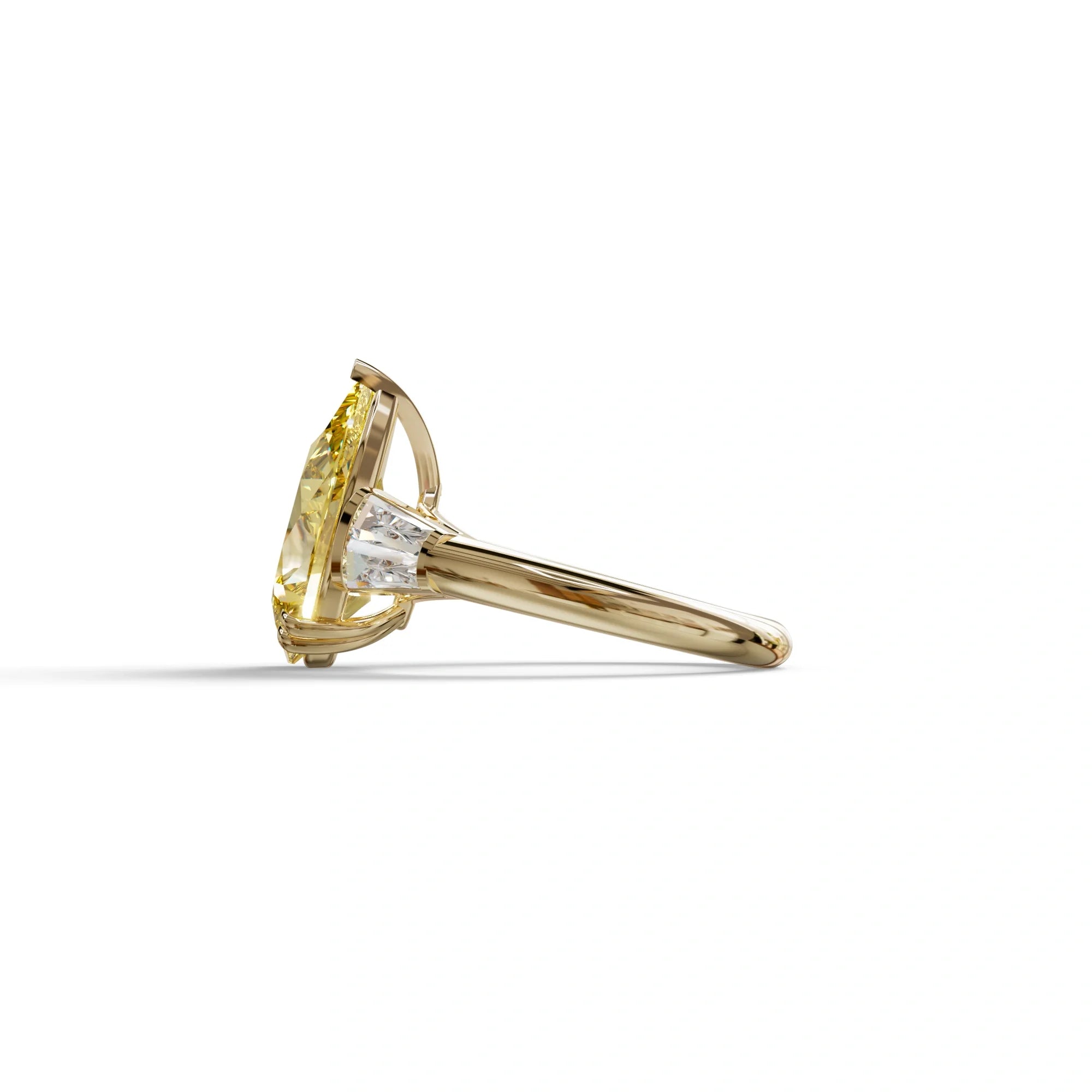 4 carat Fancy Vivid Yellow Pear cut Lab Grown Diamond Ring - Claire