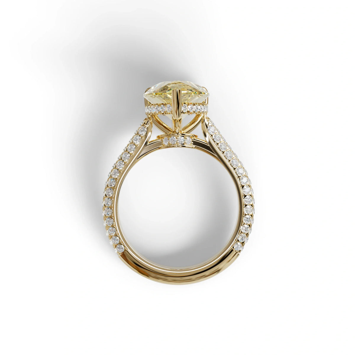 3 Carat Yellow Pear Shaped Hidden Halo Lab Diamond Engagement Ring - Alina