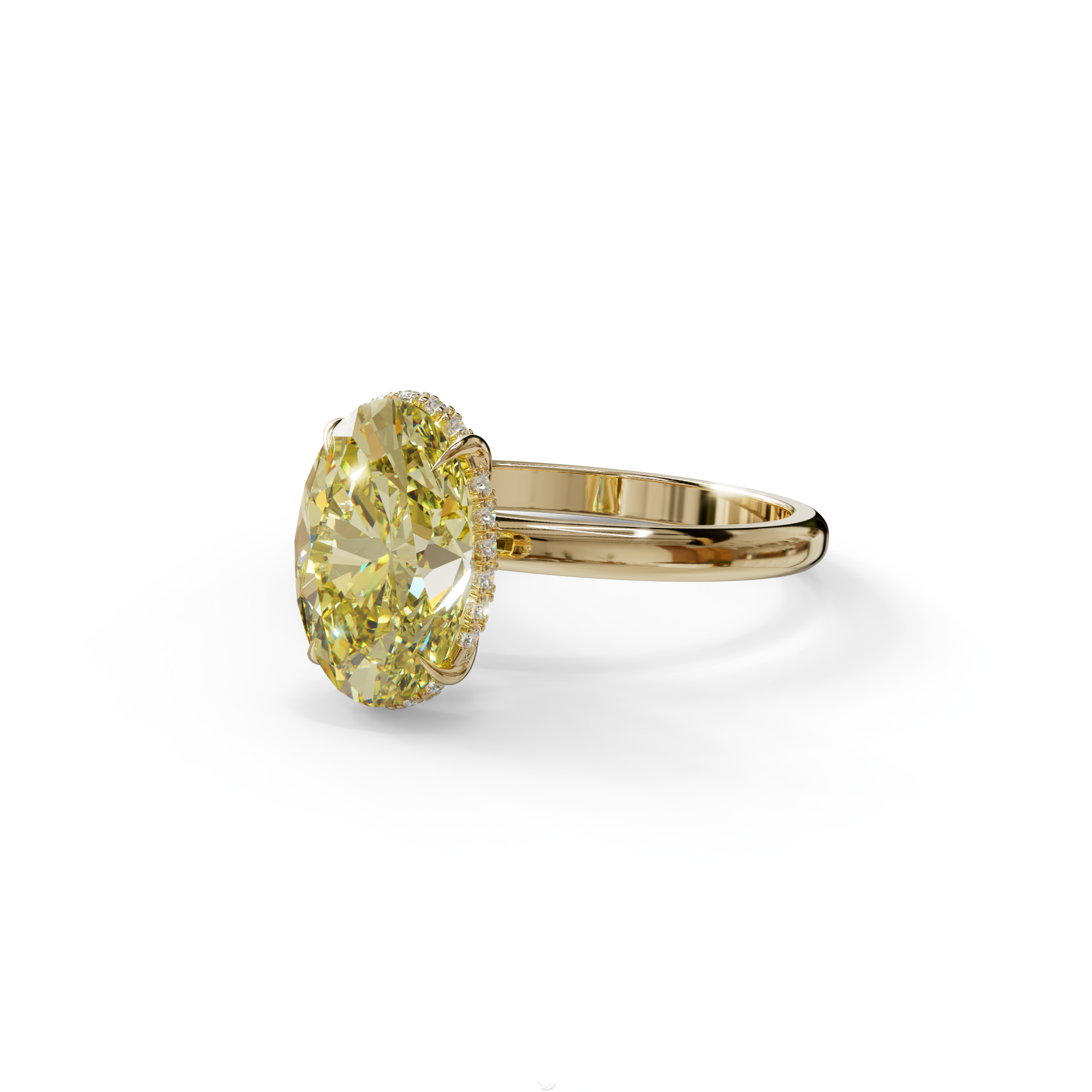 2.5 Carat Yellow Oval Cut Hidden Halo Lab Diamond Ring - Mi Amor