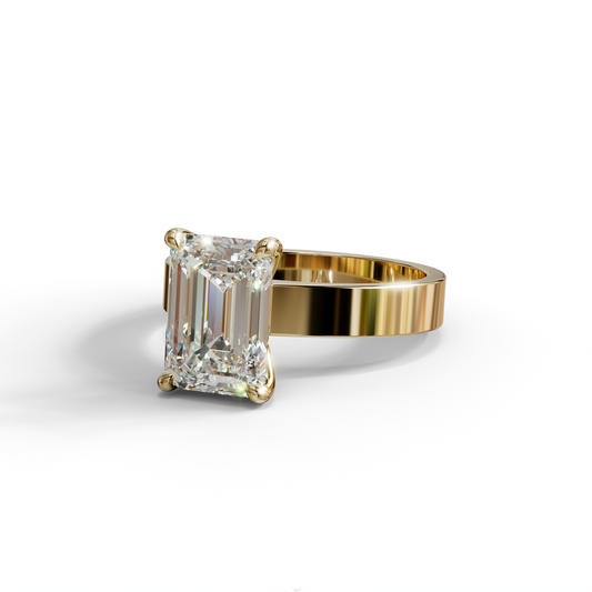3 Carat Emerald Lab Grown Diamond Solitaire Engagement Ring - Zulu