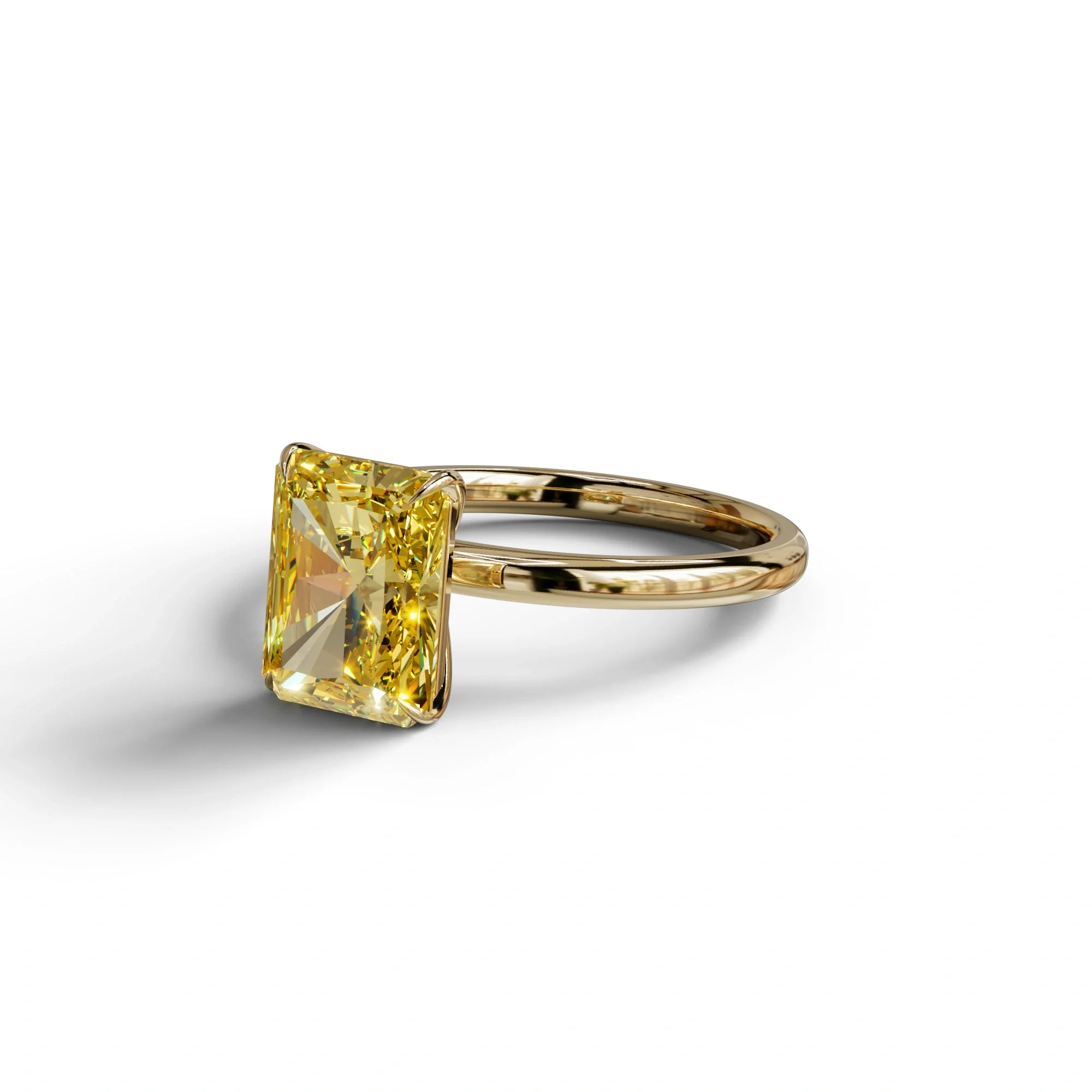 Yellow Radiant Cut Solitaire Lab Grown Diamond Engagement Ring - Papilia