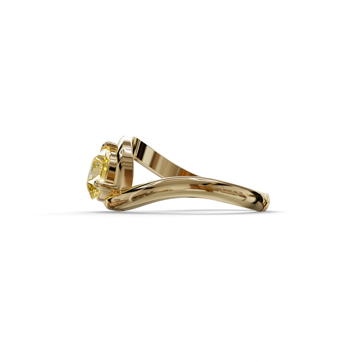 1.5 Carat Yellow Round Cut Solitaire Lab Diamond Ring - Tauras