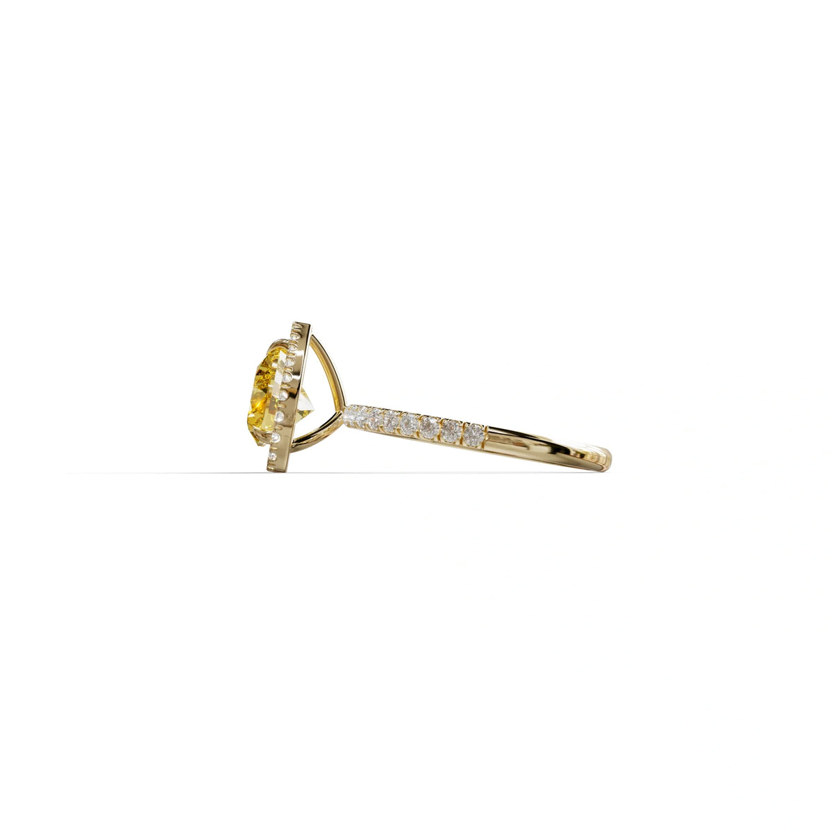 Yellow Heart Cut Halo & Pavé Lab Grown Diamond Engagement Ring - Gelia