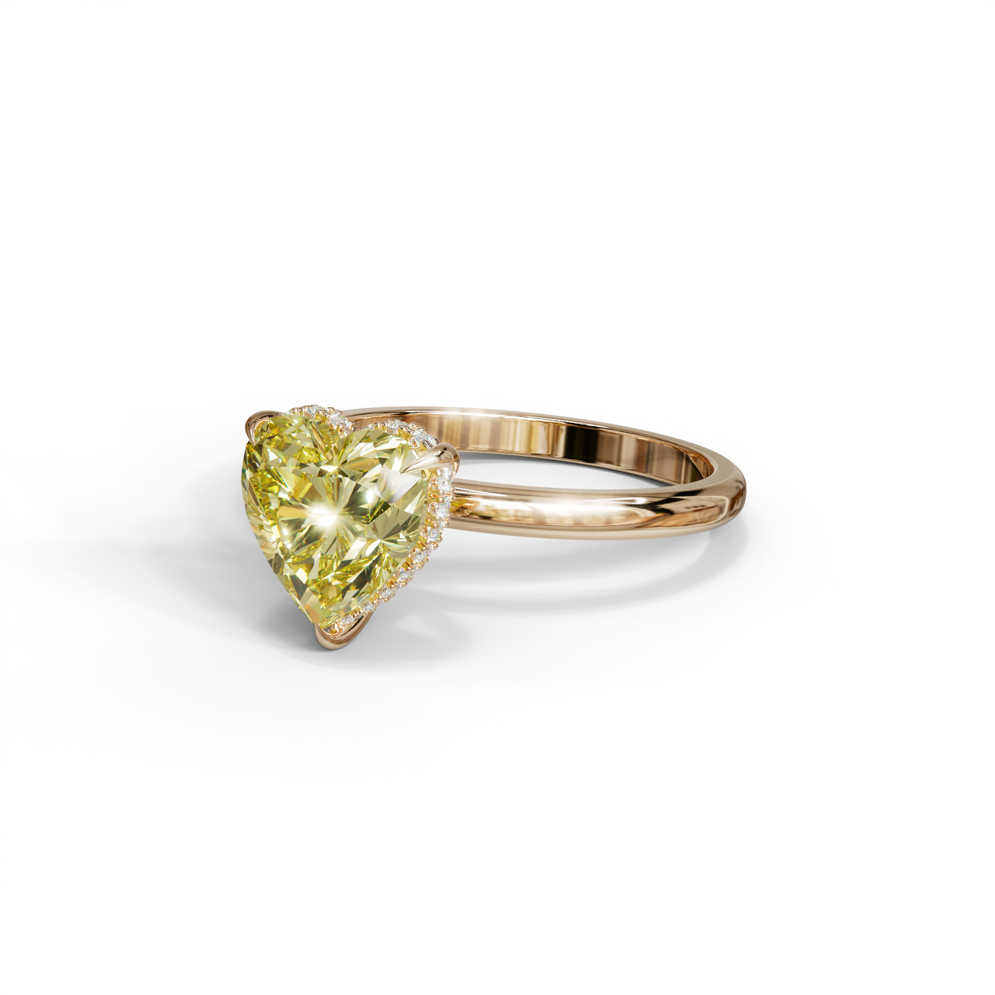 3 Carat Yellow Heart Cut Hidden Halo Set Lab Grown Diamond Engagement Ring