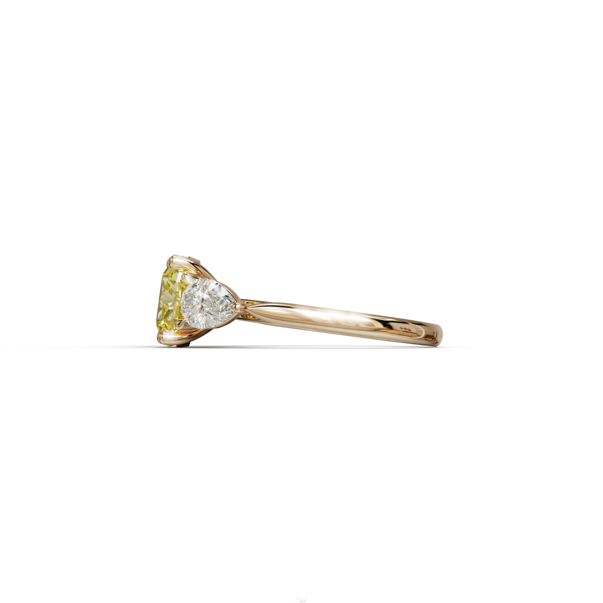 3 Ct Yellow Cushion Cut Lab Diamond In 3 Stones Claw Prongs Setting Ring