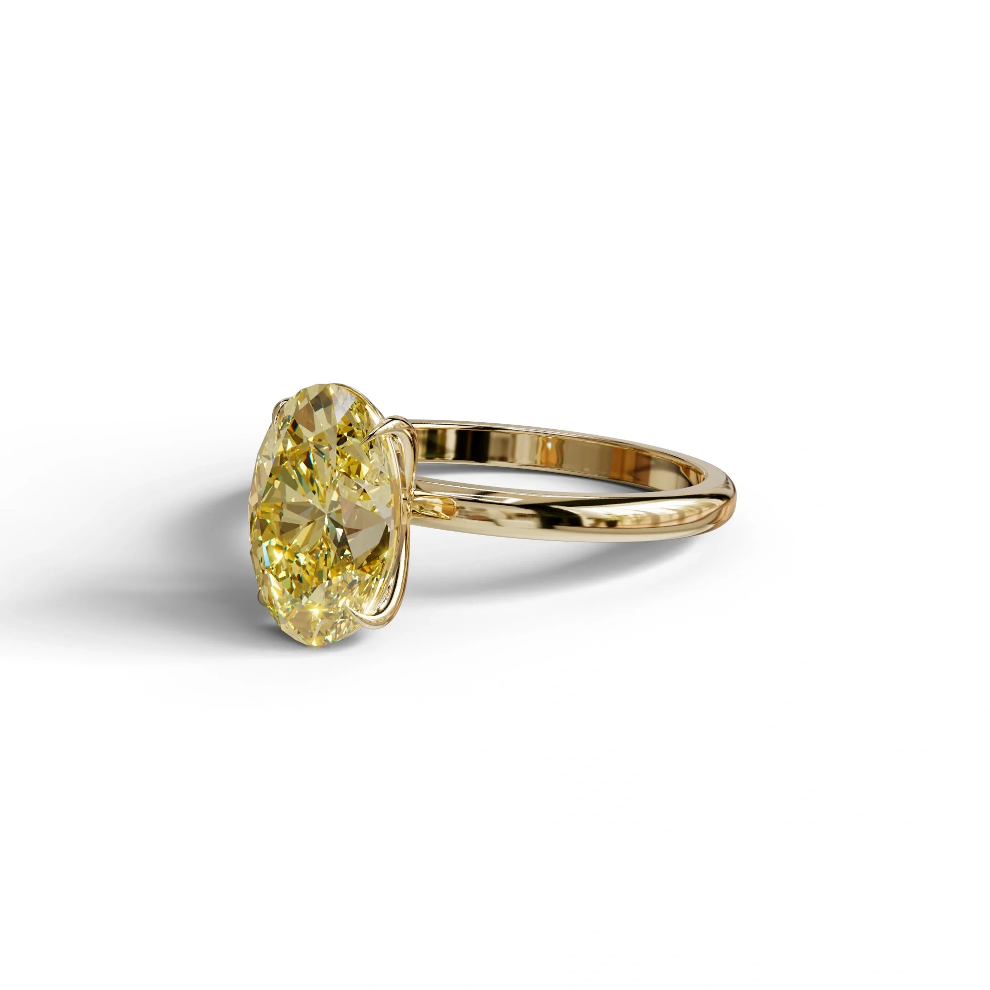 Fancy Yellow Oval Cut Solitaire Lab Grown Diamond Engagement Ring Curiosa