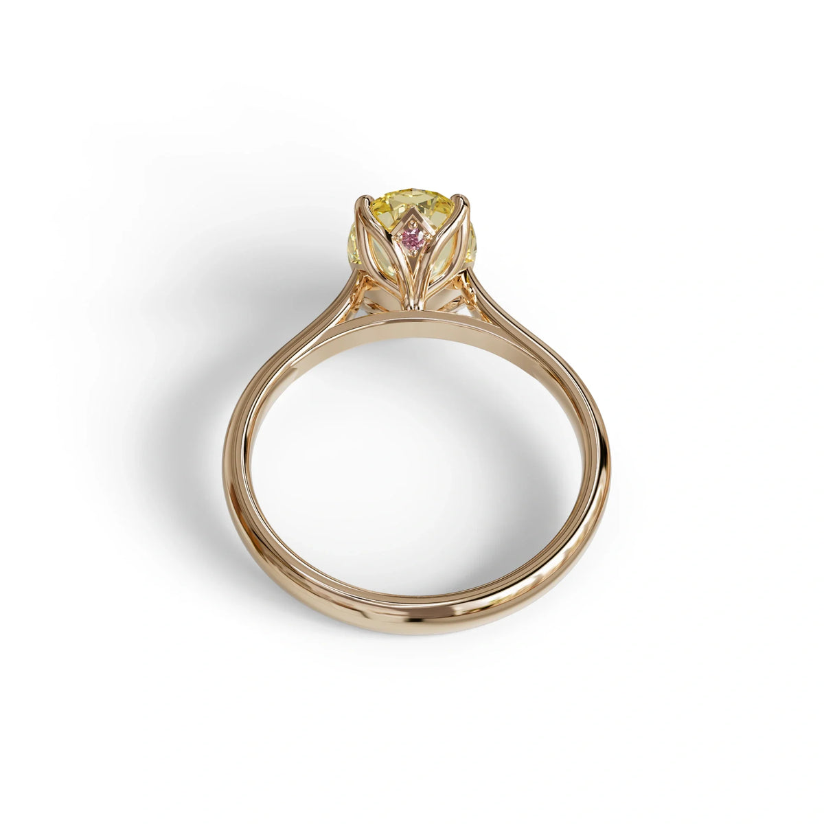 3 Carat Yellow Lab Grown Diamond Oval Cut Engagement Ring | Secret Pink Diamond- Eclipse