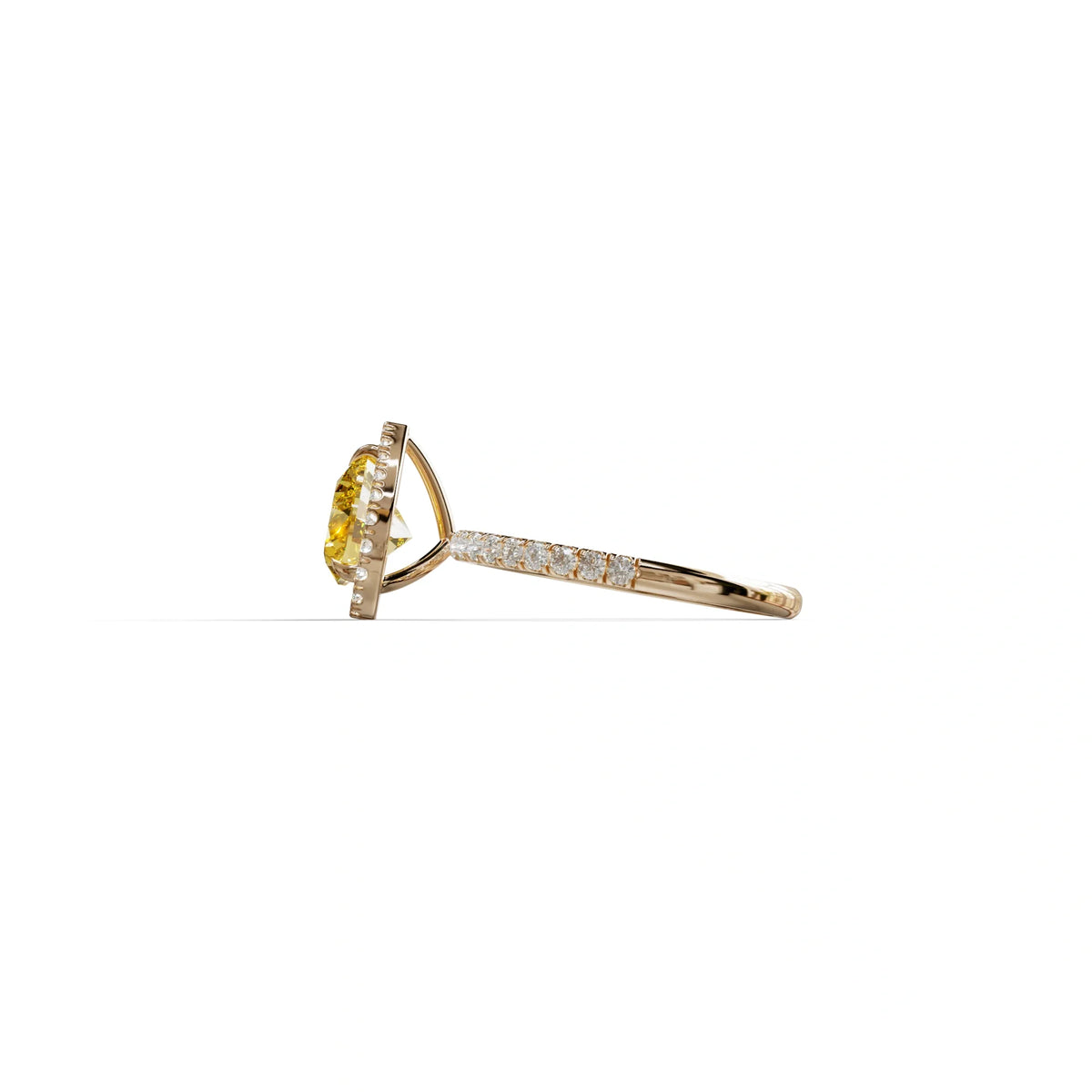 Yellow Heart Cut Halo & Pavé Lab Grown Diamond Engagement Ring - Gelia