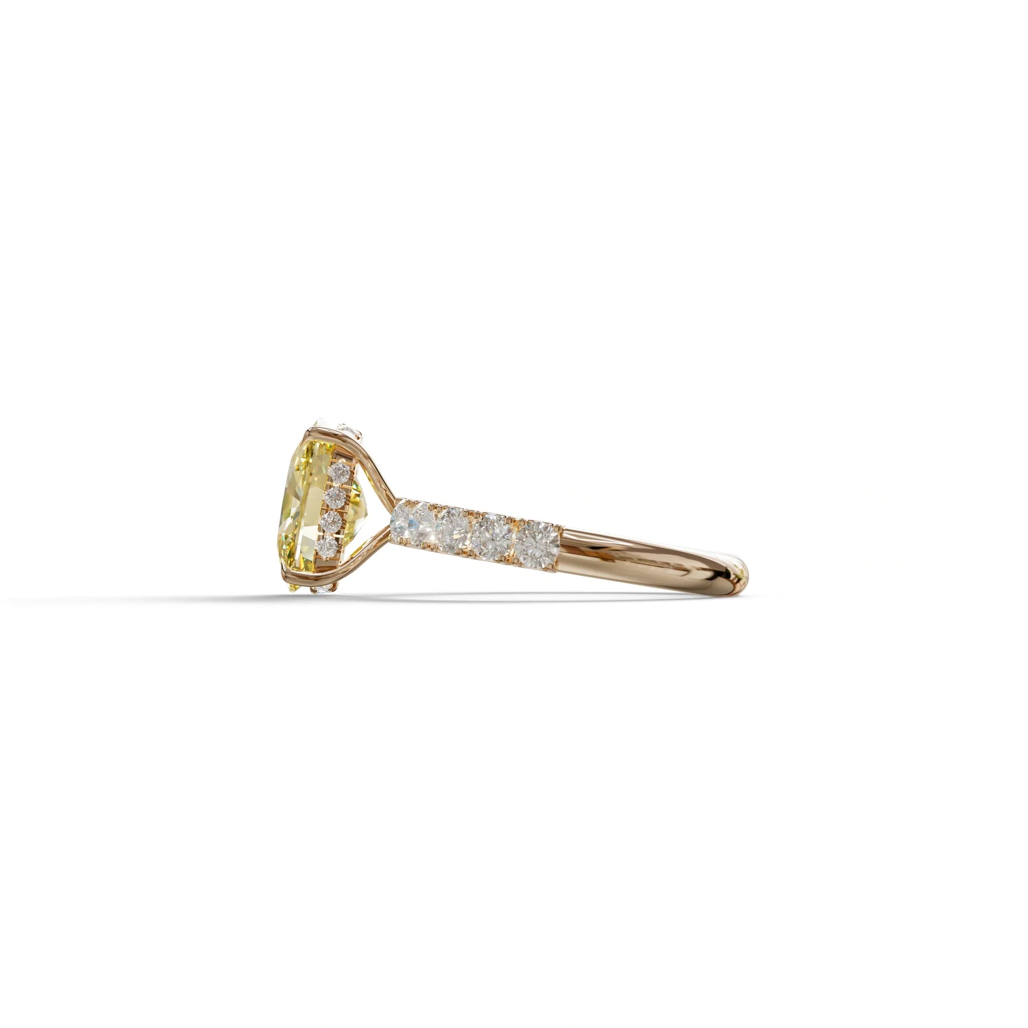 4 Carat Yellow Cushion Cut Hidden Halo Eternity Lab Diamond Engagement Ring - Sandrine
