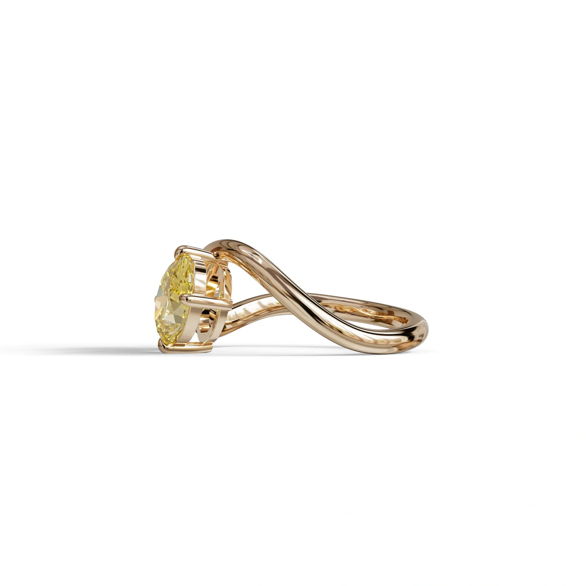 3 Carat Yellow Oval and Pear Cut Lab Diamond Engagement Ring - Toi Et Moi