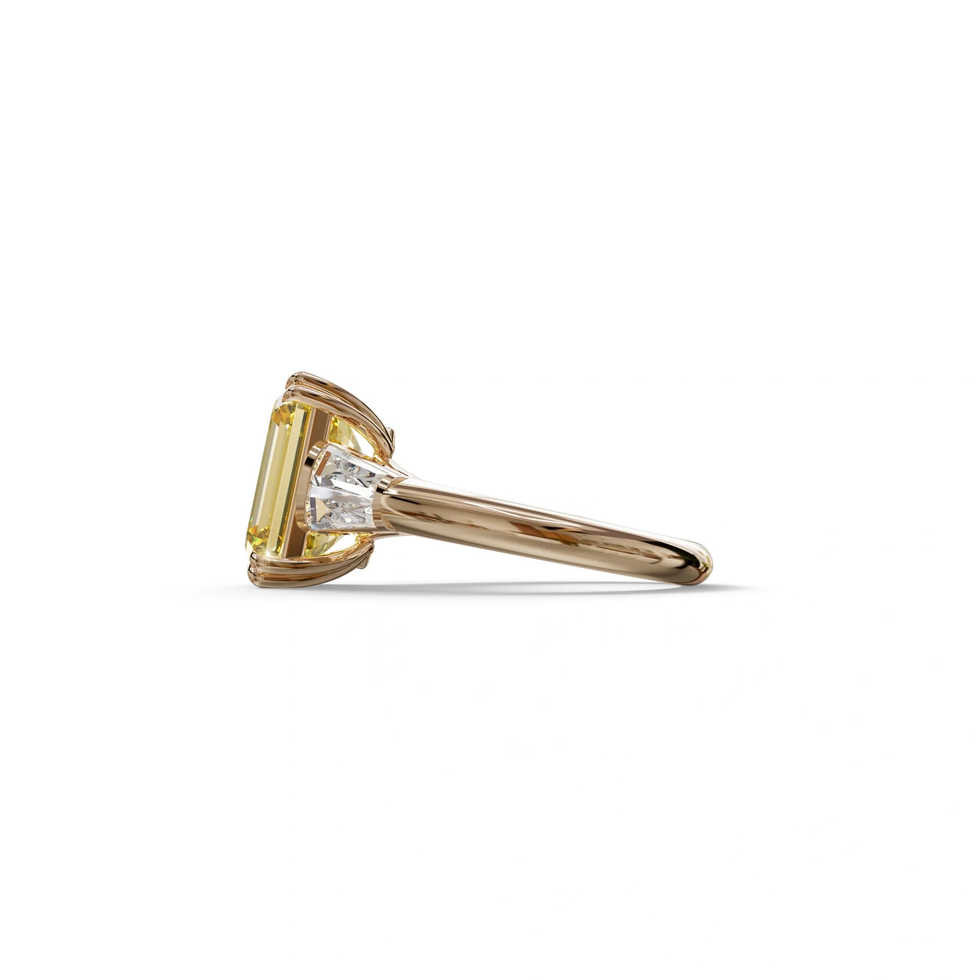 3 Carat Yellow Emerald & Baguette Cut Multi Stone Lab Diamond Ring - Lami