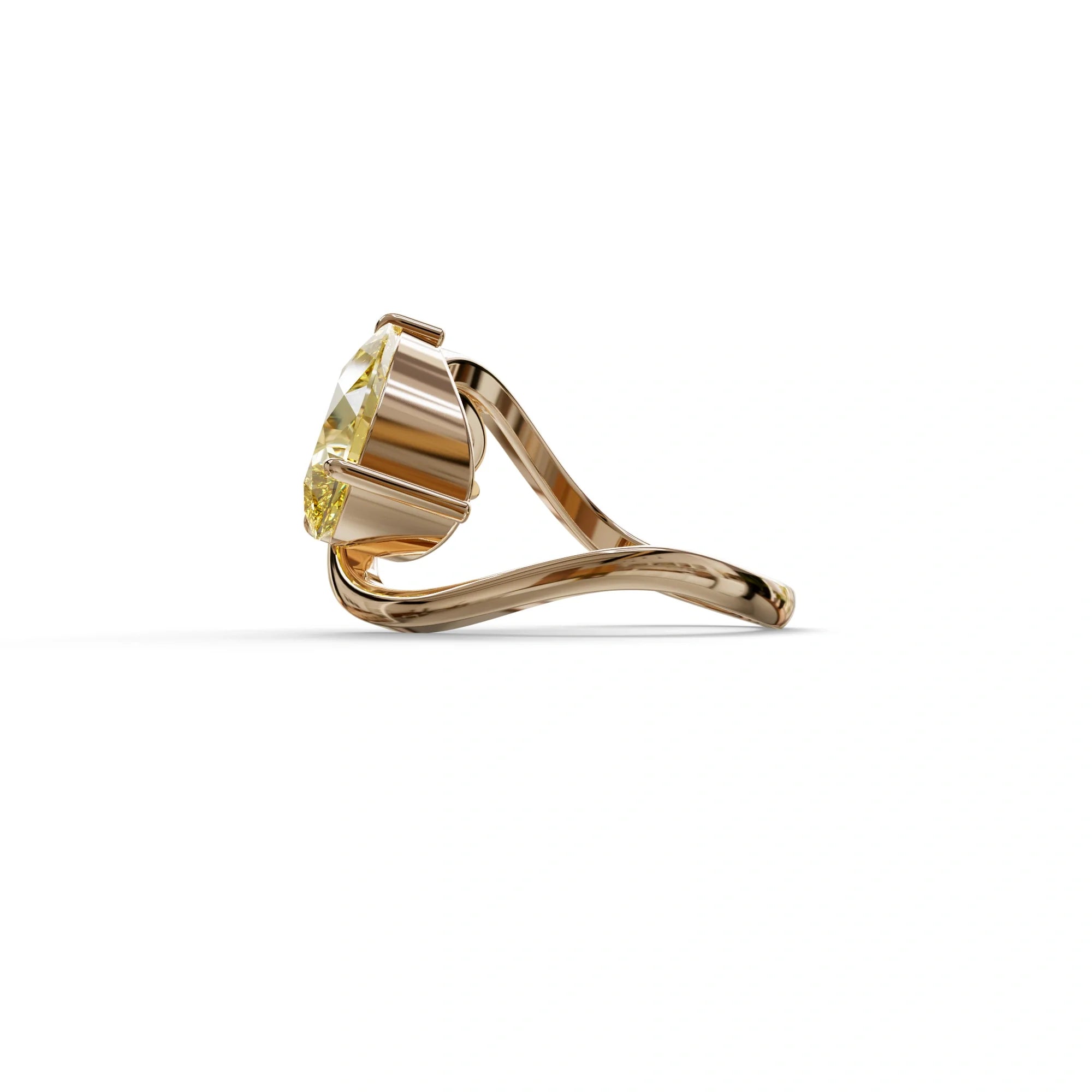 2.8 Carat Yellow Pear and Round Cut Lab Diamond Engagement Ring - Toi Et Moi