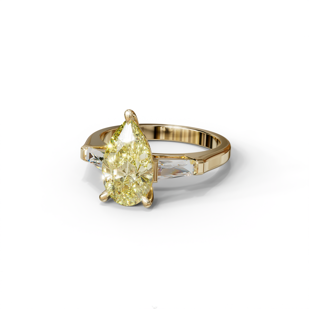 3 Carat Pear Cut Yellow Lab Diamond Engagement Ring - Bella