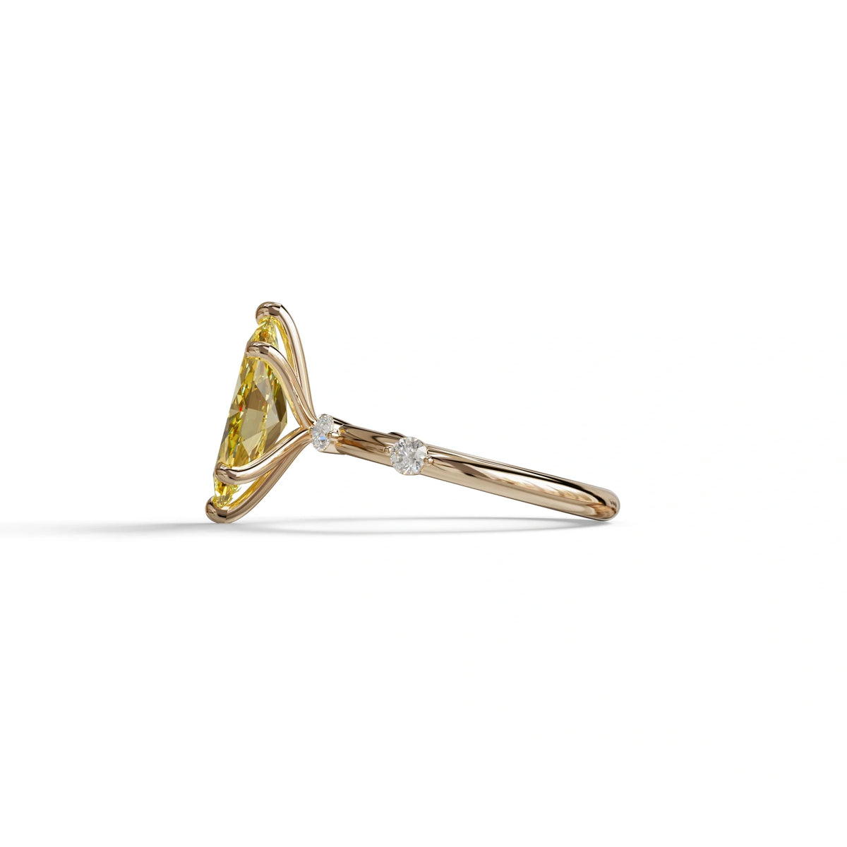 2.5 Ct Fancy Yellow Marquise Cut Lab Diamond In Space-Chanel Setting Ring - Nimi