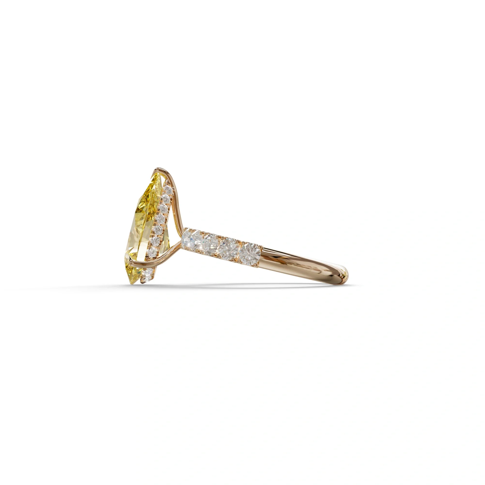 3 Carat Yellow Pear Cut Lab Grown Diamond Engagement Ring - Feesia