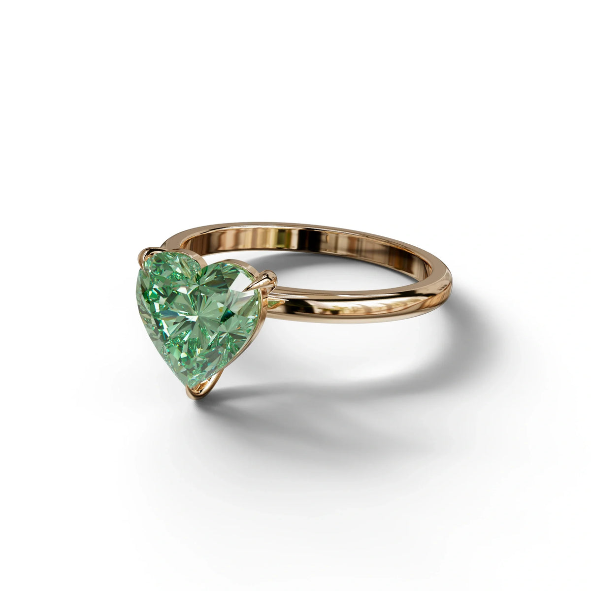 Green Heart Cut Solitaire Lab Grown Diamond Engagement Ring - Mellow