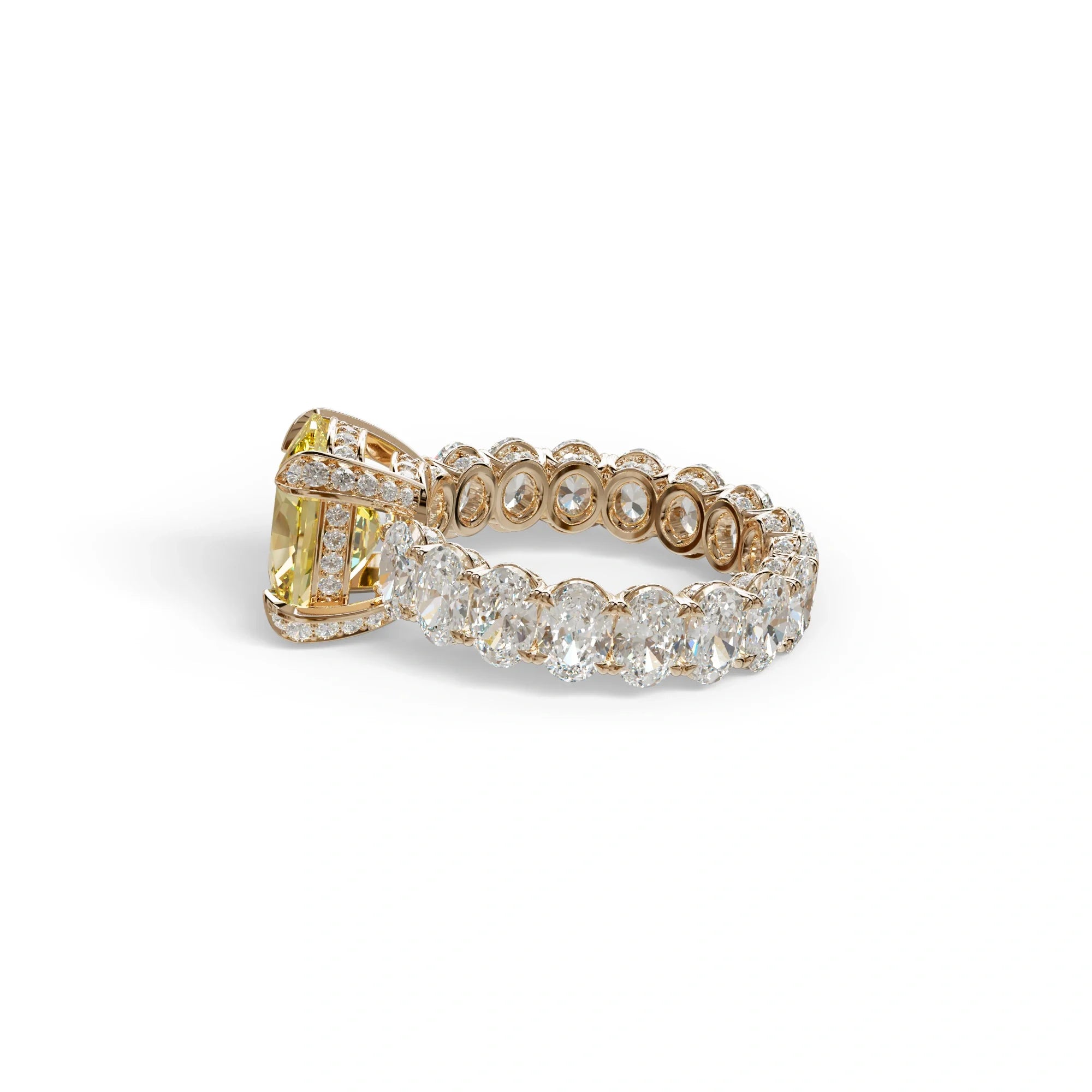 4 Carat Yellow Oval Cut Full Eternity Lab Grown Diamond Ring - Enigma