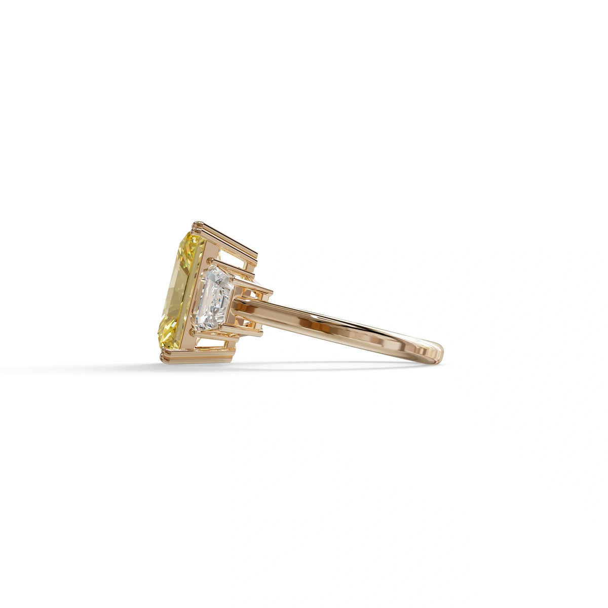 4 Carat Yellow Lab Grown Diamond Engagement Ring – Radiant Cut Three Stone | Tac