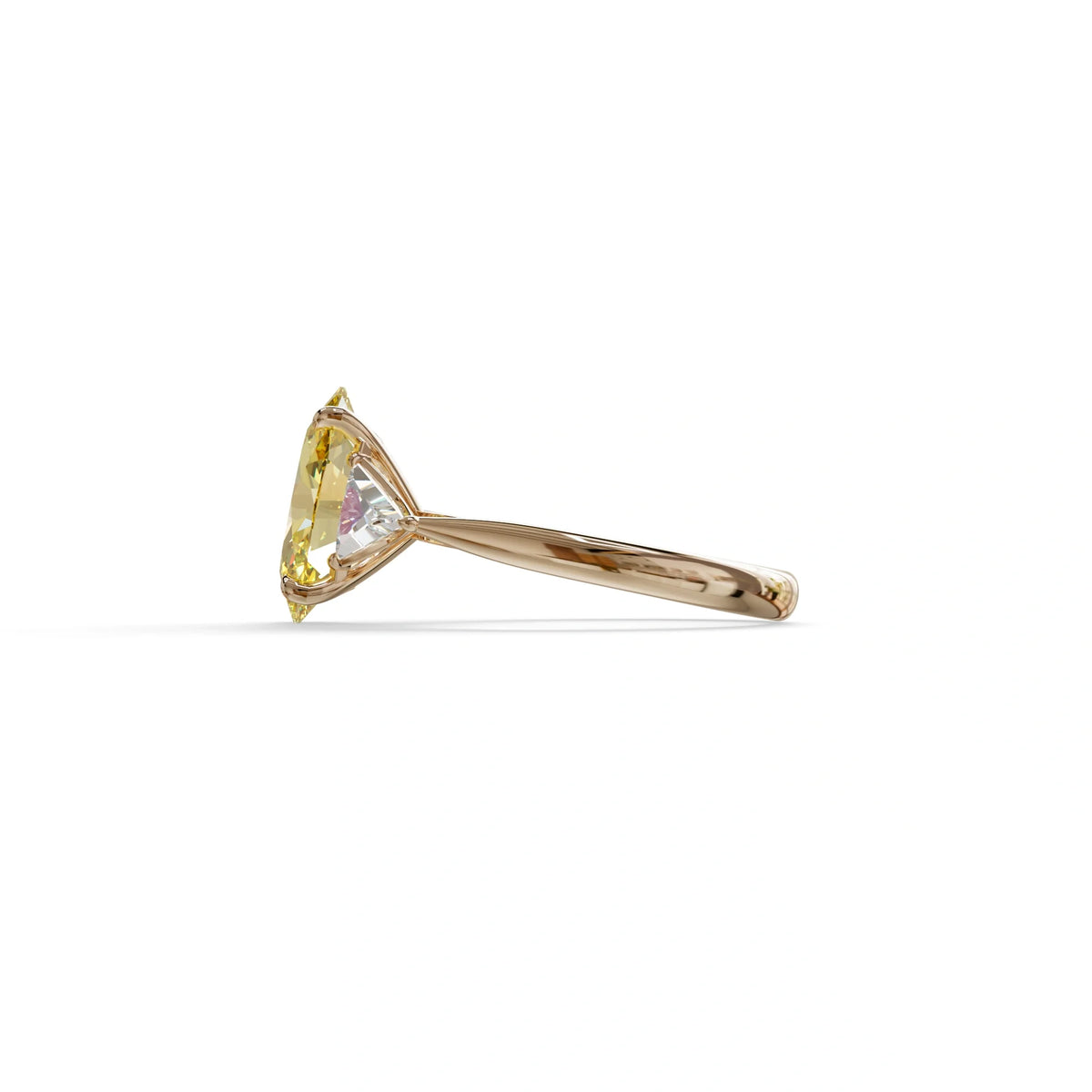 3Ct Yellow Oval Cut Lab Grown Diamond Three Stone Engagement Ring - Myza