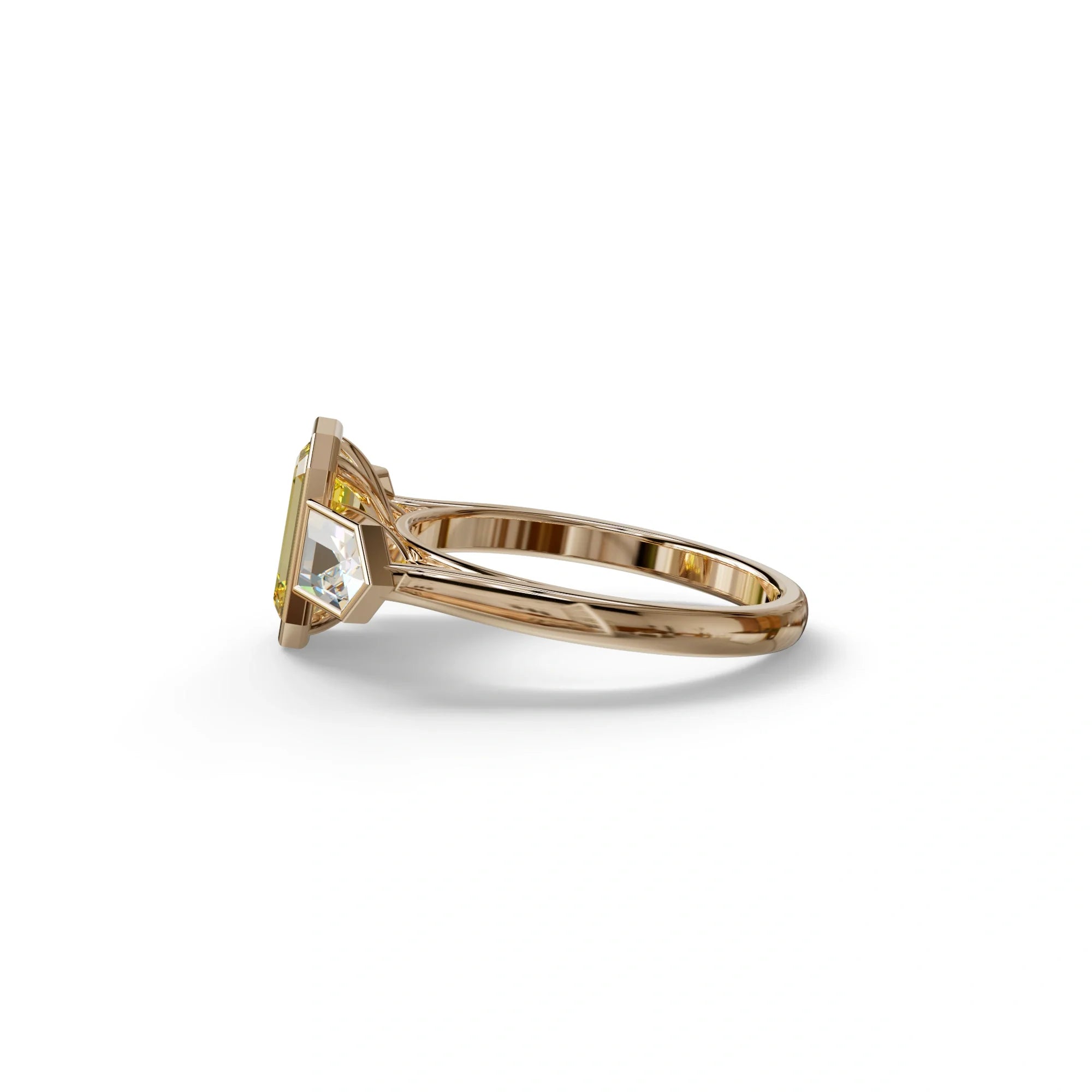 3 Ct Fancy Vivid Yellow Emerald Cut Lab Diamond Ring - Lumons