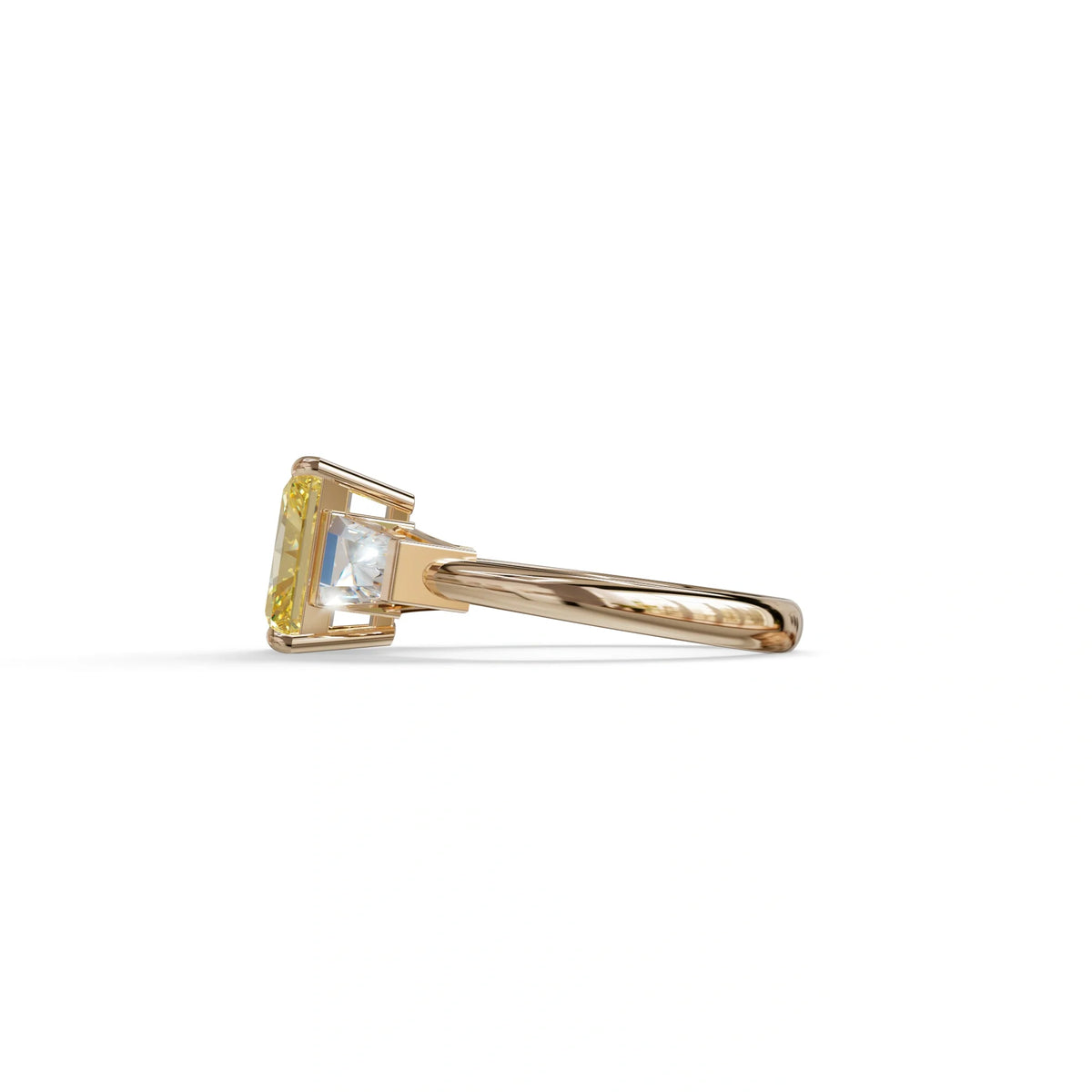 3Ct Yellow Radiant & Tapered Cut Lab Grown Diamond Three Stone Engagement Ring - Yana