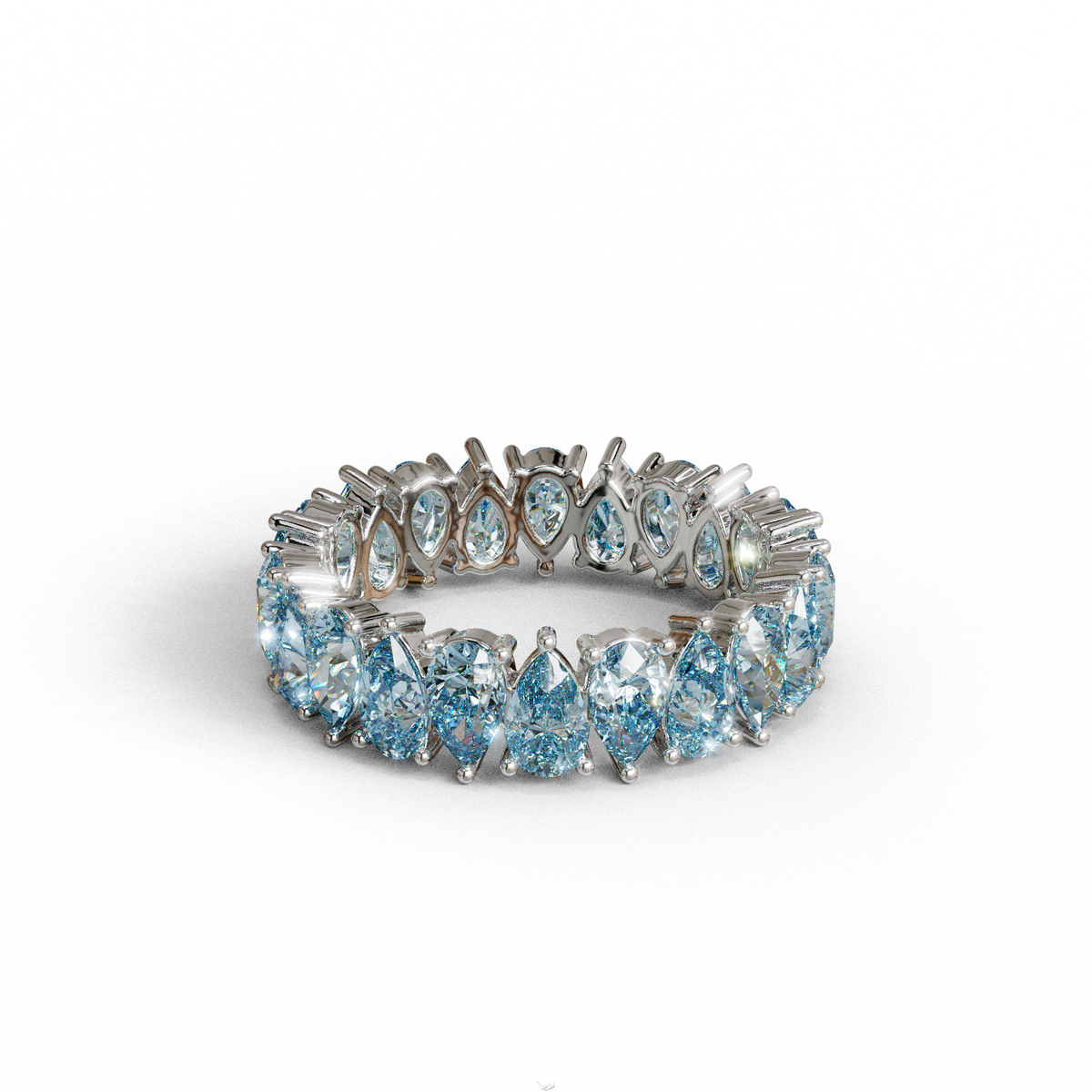 Blue Pear Diamond Full Eternity Band - Stackable Ring