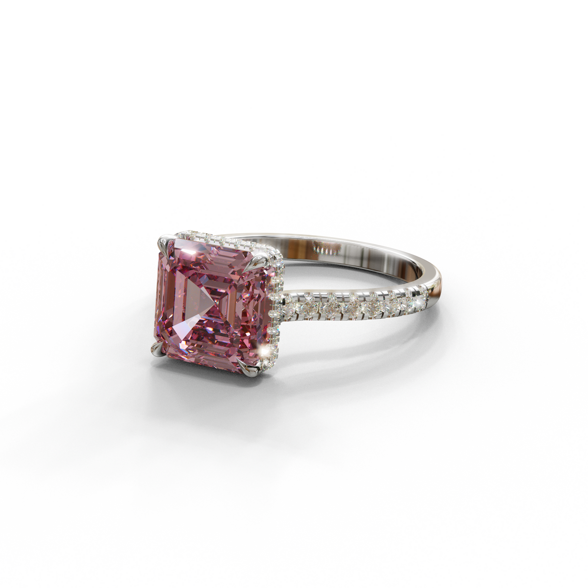 2 to 4 Carat Pink Lab Grown Diamond Engagement Ring – Asscher Cut Halo | Marlene
