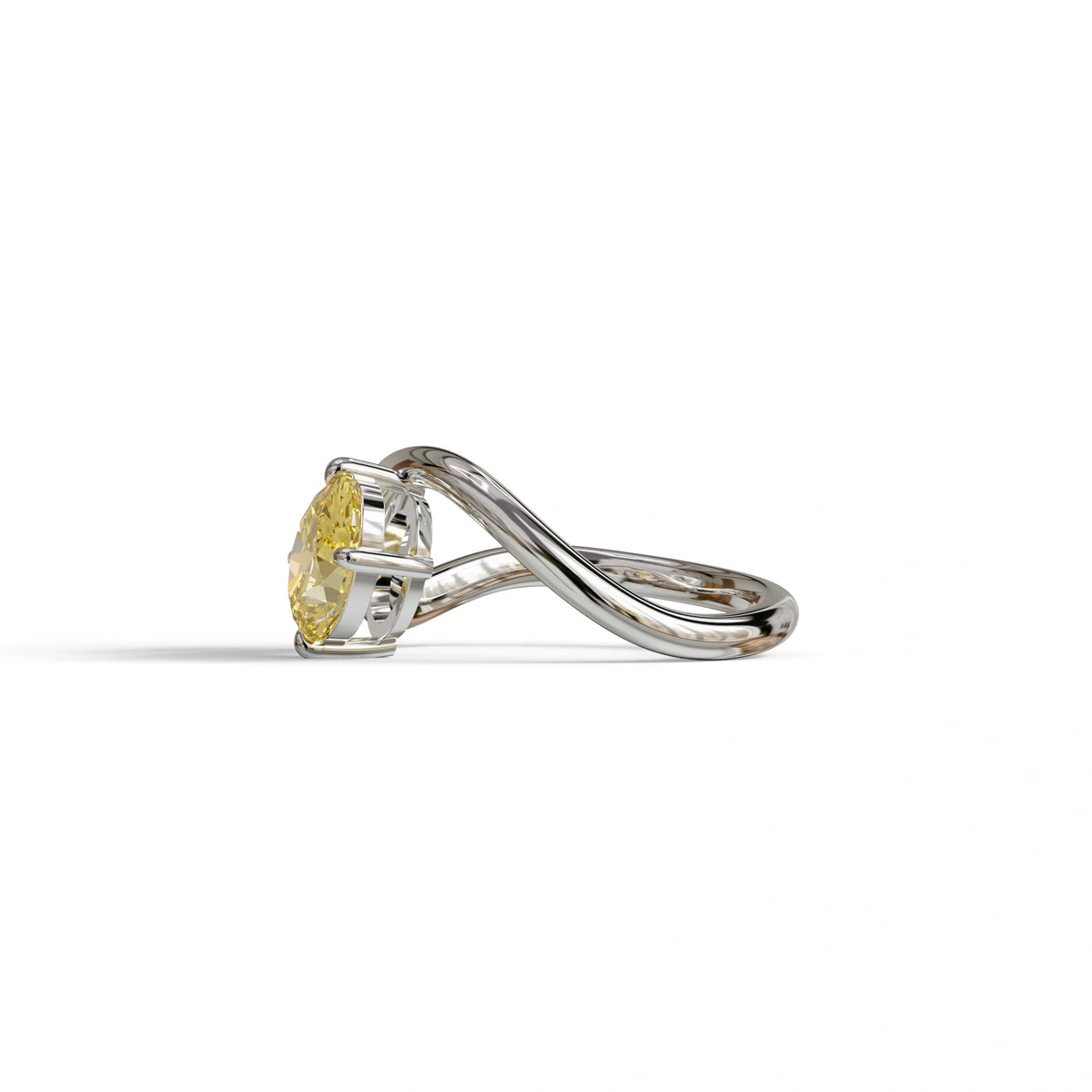 3 Carat Yellow Oval and Pear Cut Lab Diamond Engagement Ring - Toi Et Moi