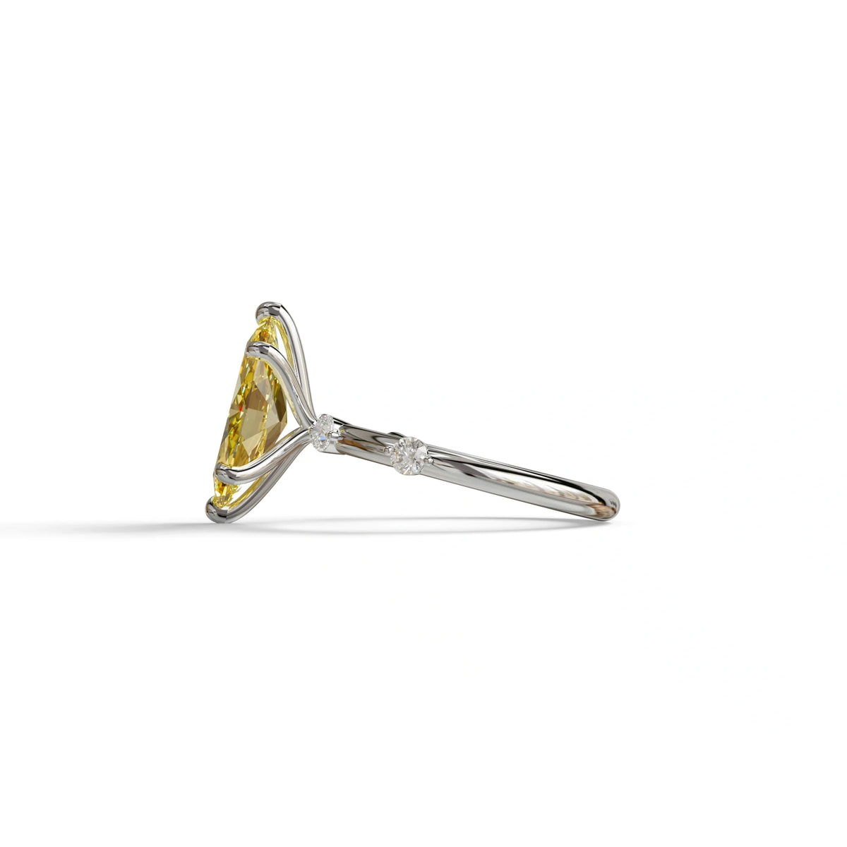 2.5 Ct Fancy Yellow Marquise Cut Lab Diamond In Space-Chanel Setting Ring - Nimi