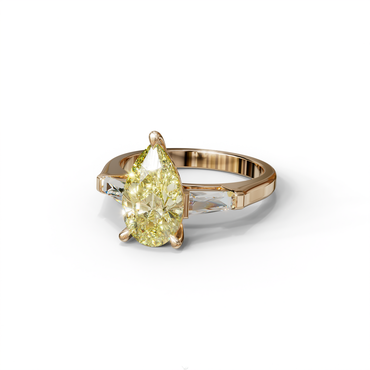 3 Carat Pear Cut Yellow Lab Diamond Engagement Ring - Bella