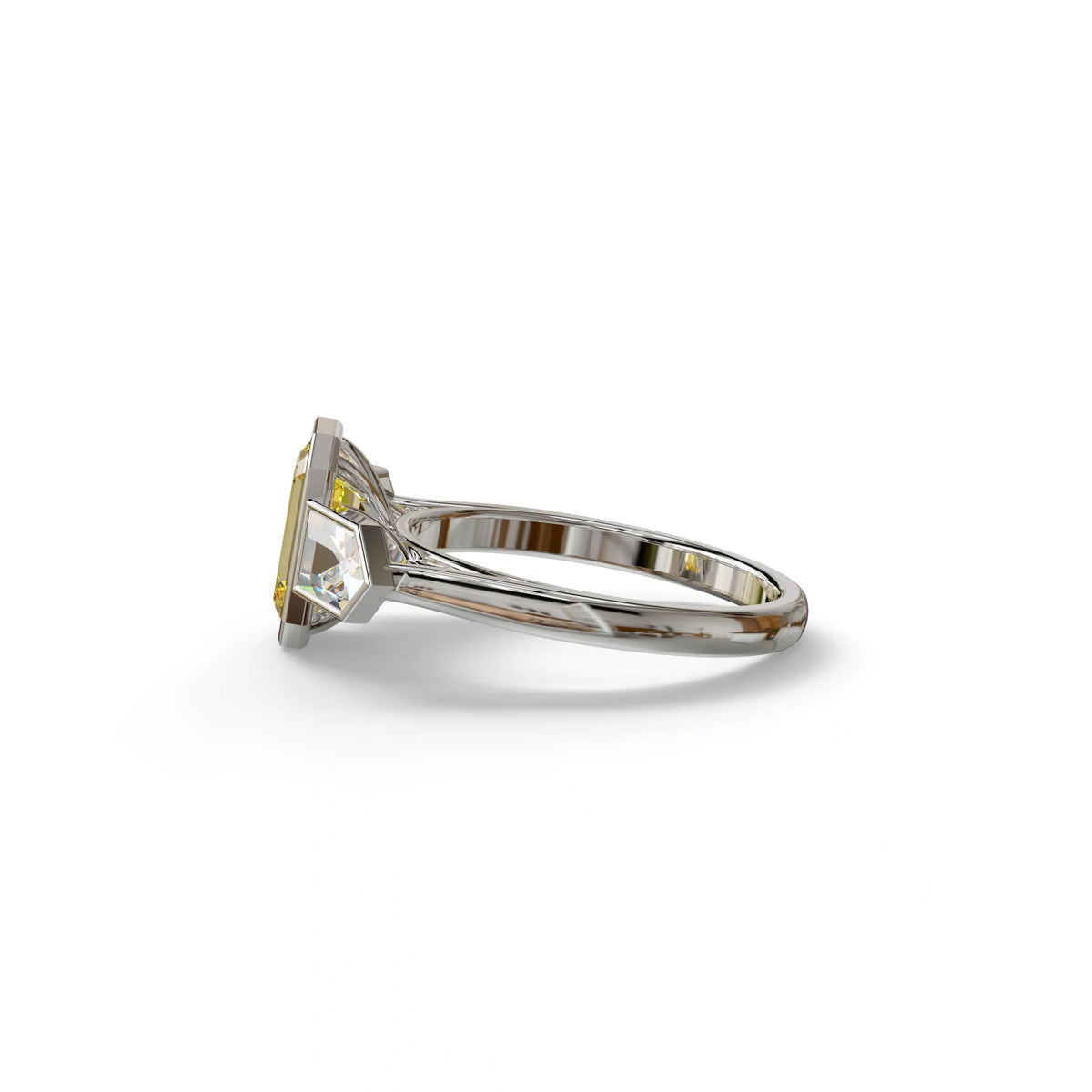 3 Ct Fancy Vivid Yellow Emerald Cut Lab Diamond Ring - Lumons