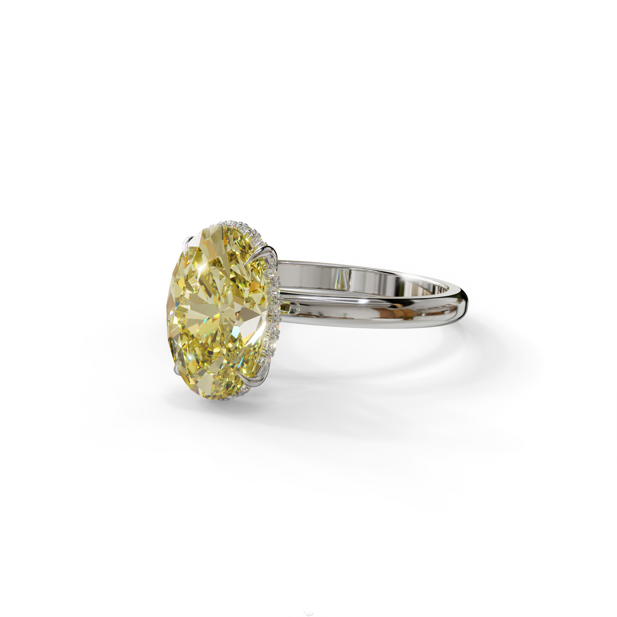2.5 Carat Yellow Oval Cut Hidden Halo Lab Diamond Ring - Mi Amor