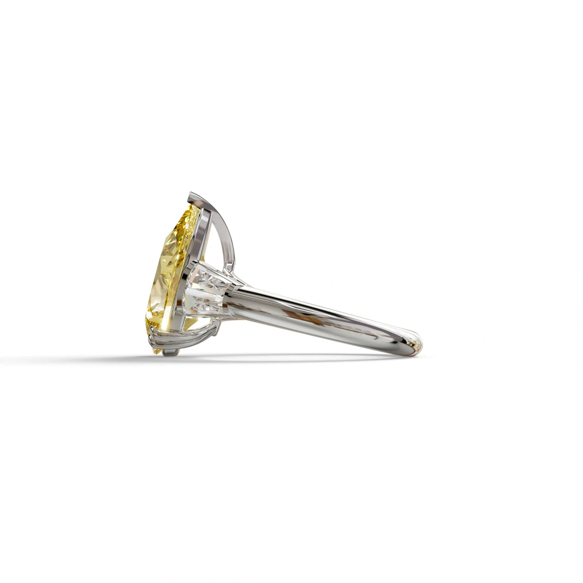 4 carat Fancy Vivid Yellow Pear cut Lab Grown Diamond Ring - Claire
