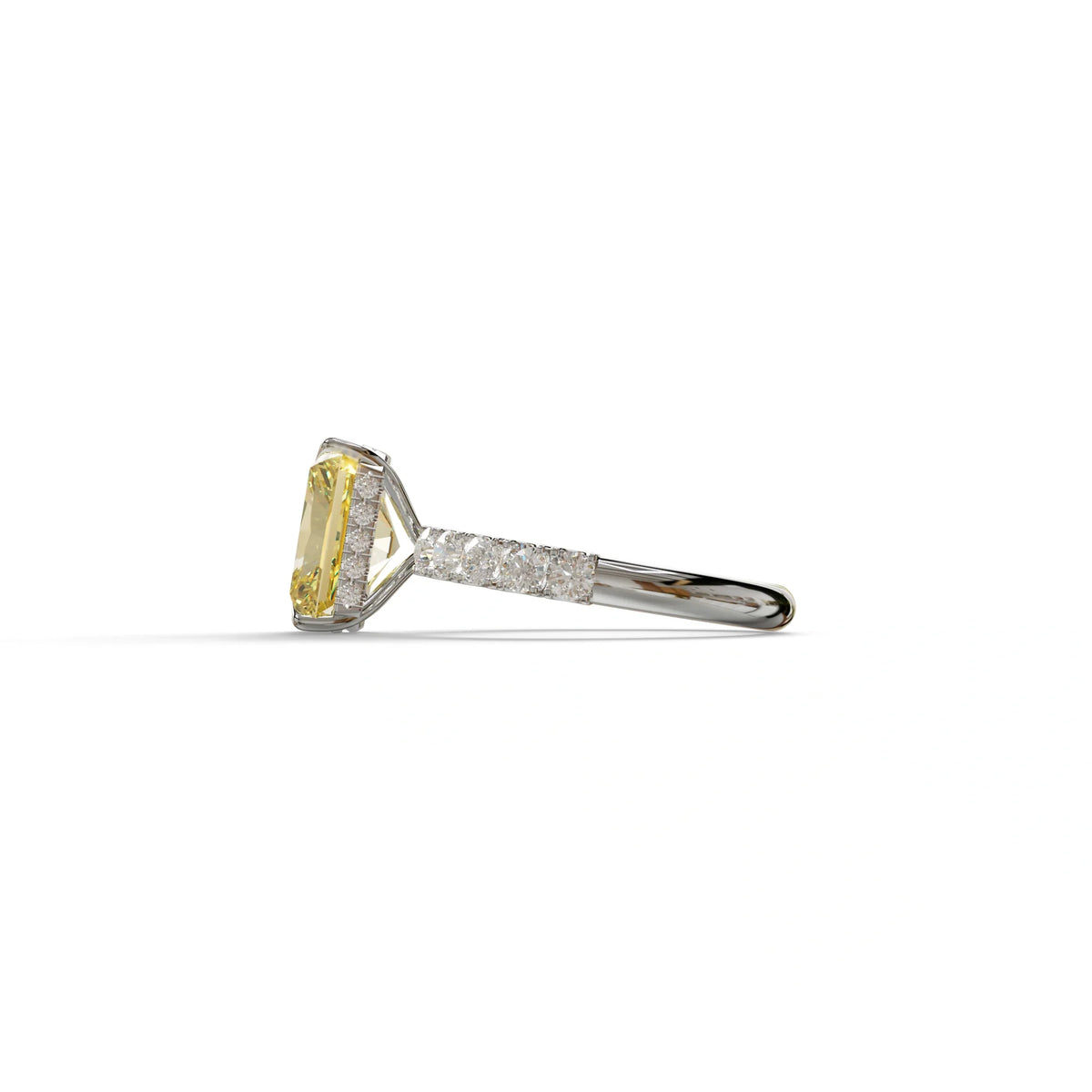 3 Carat Yellow Radiant Shaped Hidden Halo Eternity Lab Diamond Ring - Lace Bridge