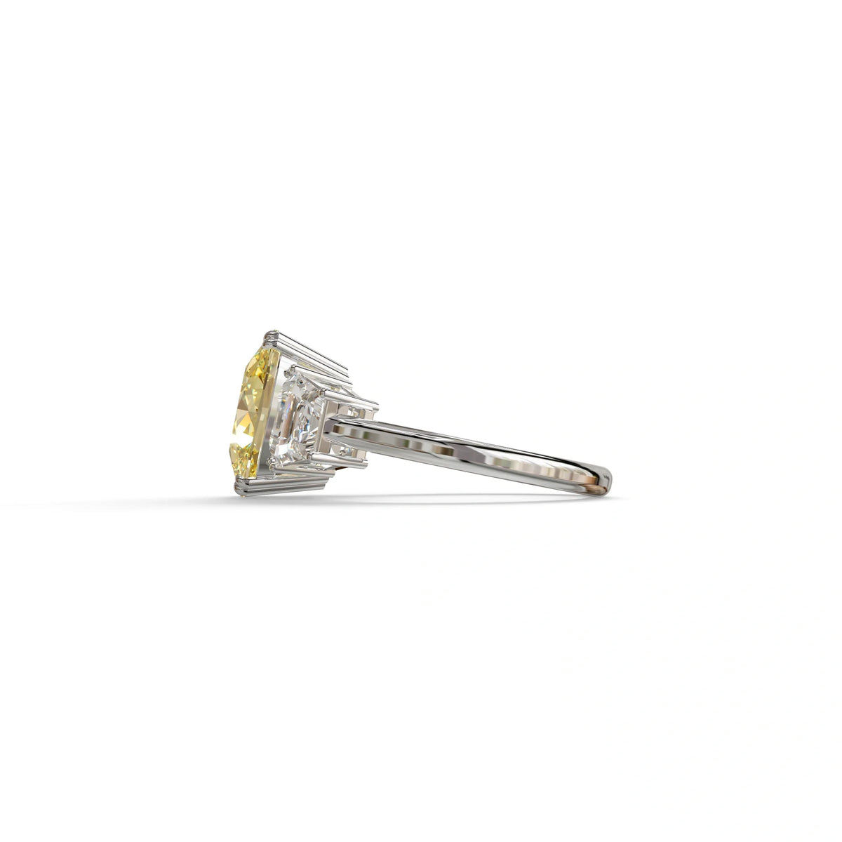 3.5 Carat Yellow Lab Grown Diamond Engagement Ring · Cushion Cut Three Stone | Trilogy - view 6