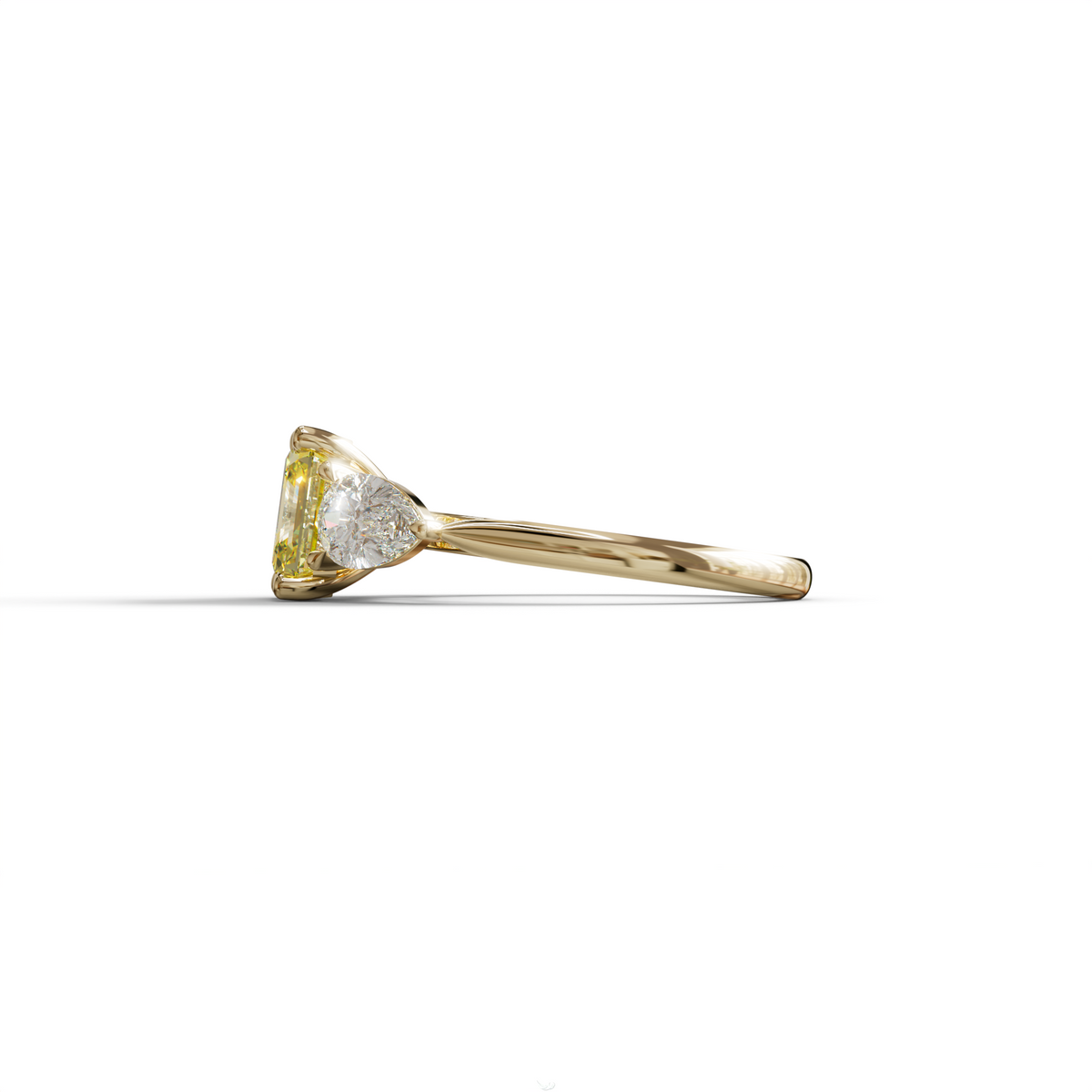 4 Carat Canary Yellow Asscher Cut Three Stone Lab Grown Diamond Engagement Ring